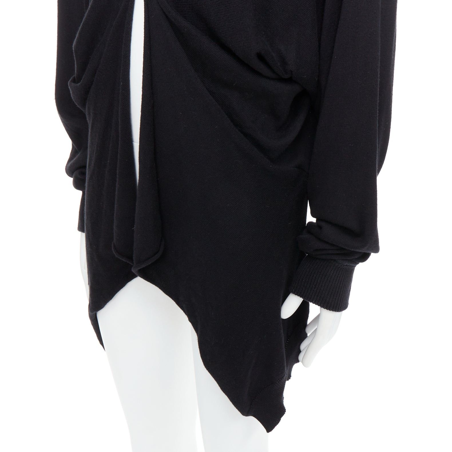 Bernhard Willhelm BERNHARD WILLHELM black cotton blend draped hi low cardigan M Size US M / EU 48-50 / 2 - 2 Thumbnail