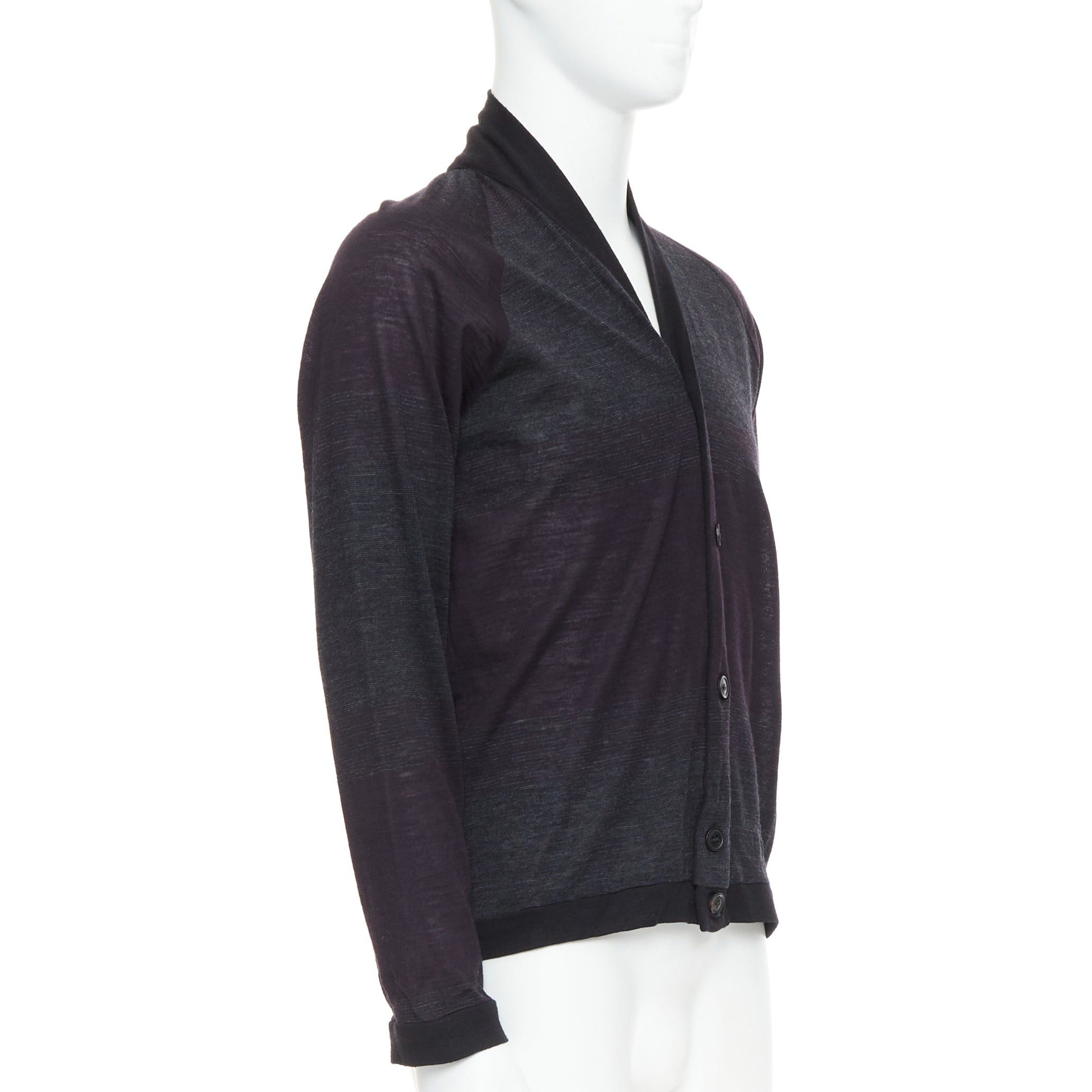 Stephan Schneider STEPHEN SCHNEIDER dark grey 100% wool gradient knit cardigan Sz4 M Size US M / EU 48-50 / 2 - 4 Thumbnail