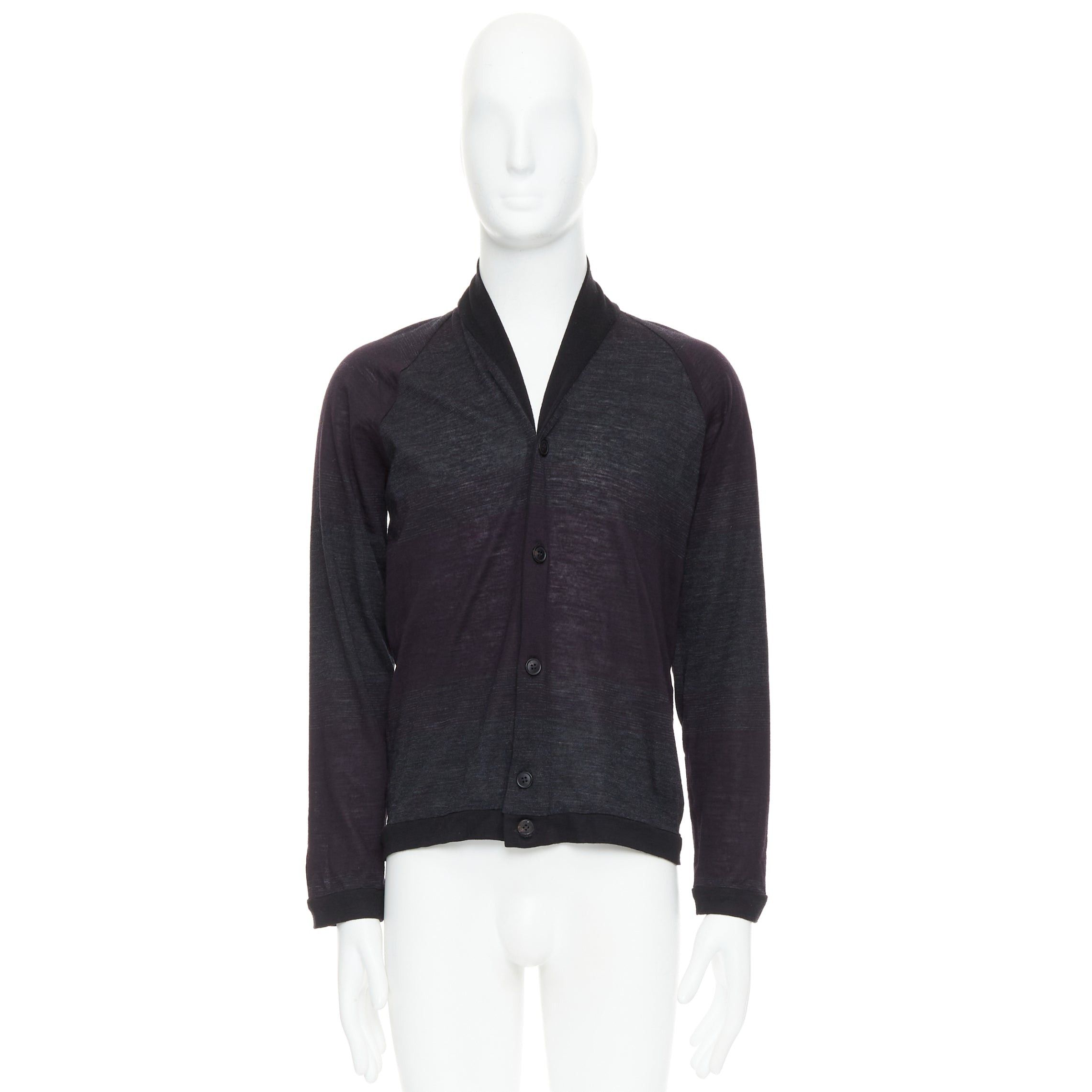 Stephan Schneider STEPHEN SCHNEIDER dark grey 100% wool gradient knit cardigan Sz4 M Size US M / EU 48-50 / 2 - 10 Thumbnail