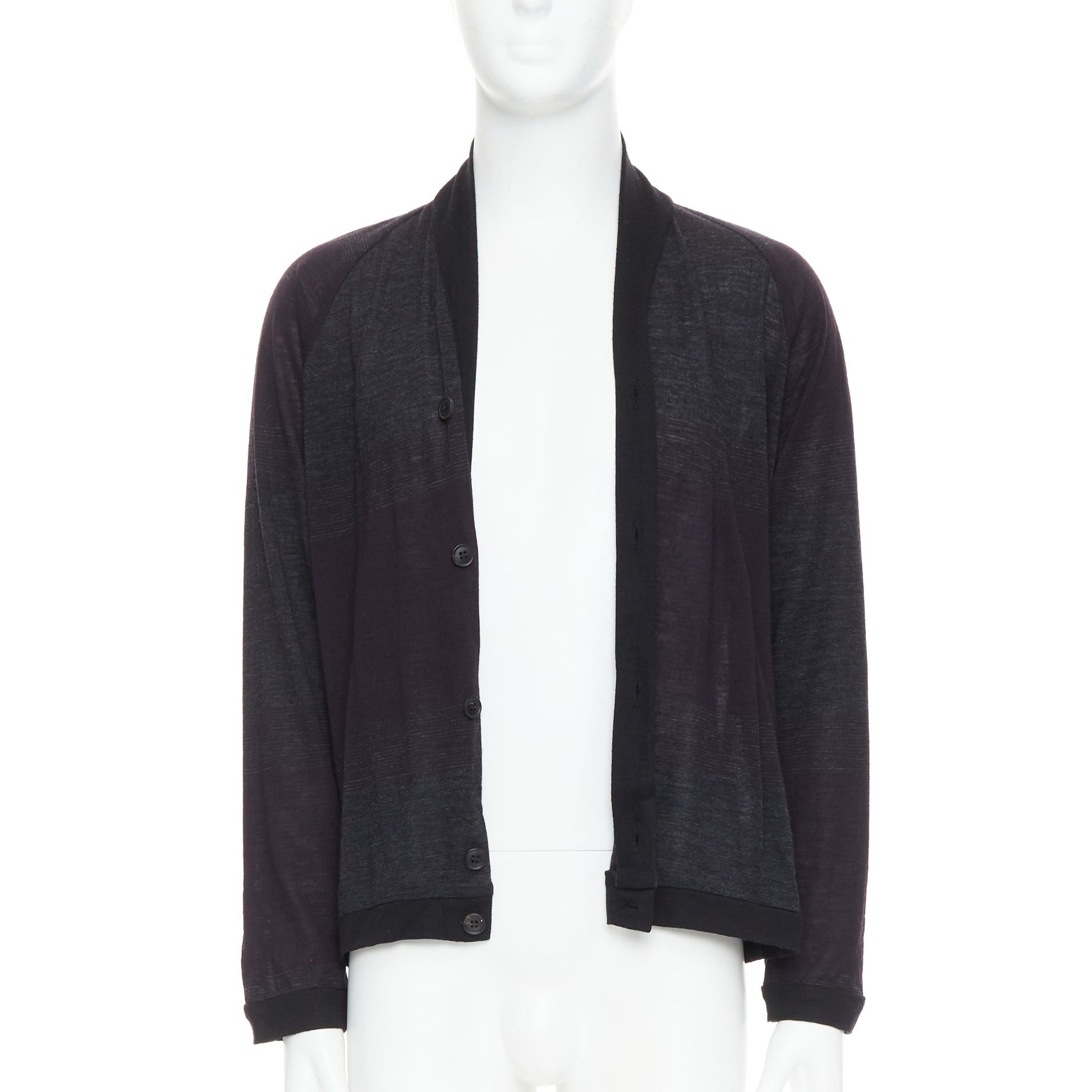 Stephan Schneider STEPHEN SCHNEIDER dark grey 100% wool gradient knit cardigan Sz4 M Size US M / EU 48-50 / 2 - 3 Thumbnail