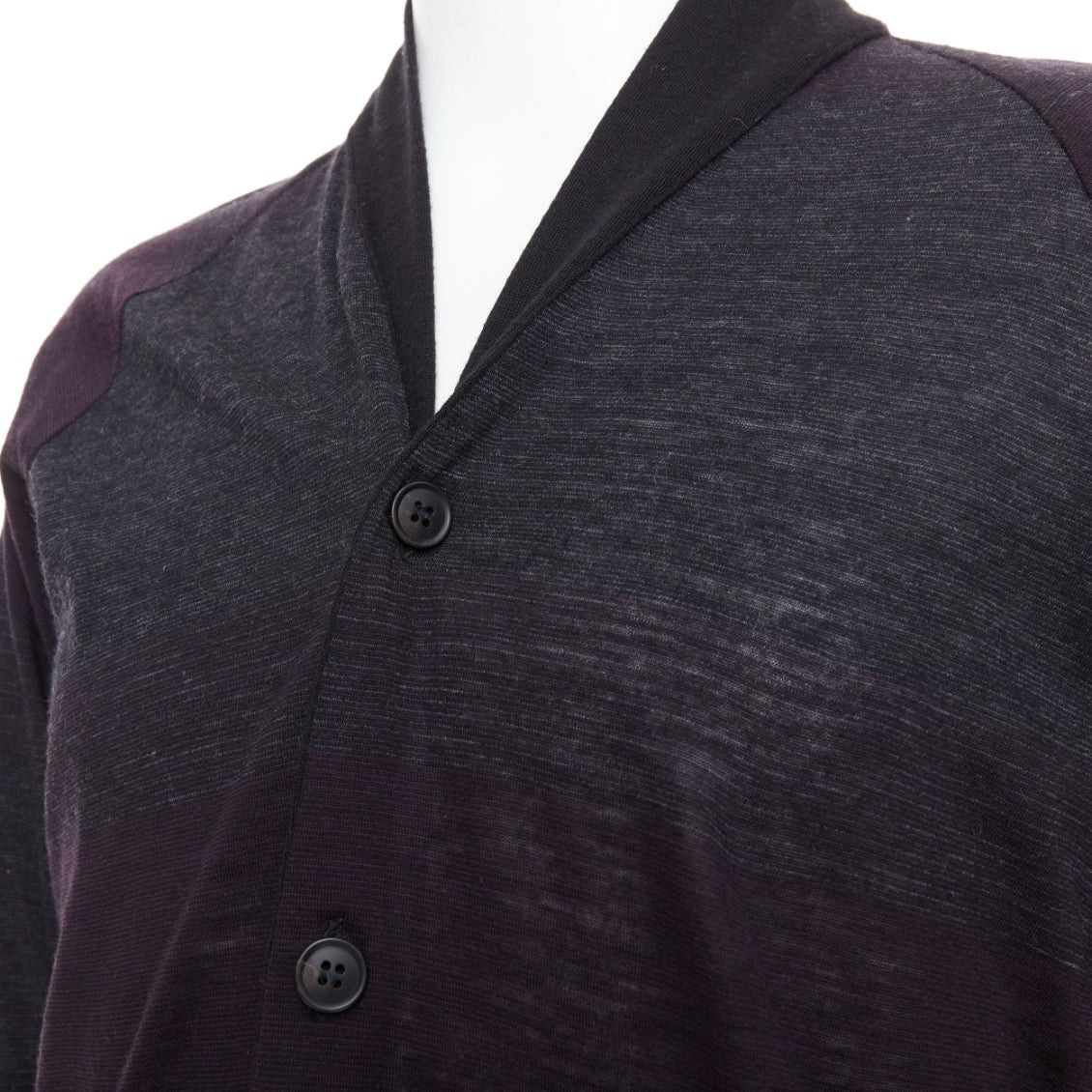 Stephan Schneider STEPHEN SCHNEIDER dark grey 100% wool gradient knit cardigan Sz4 M Size US M / EU 48-50 / 2 - 2 Thumbnail