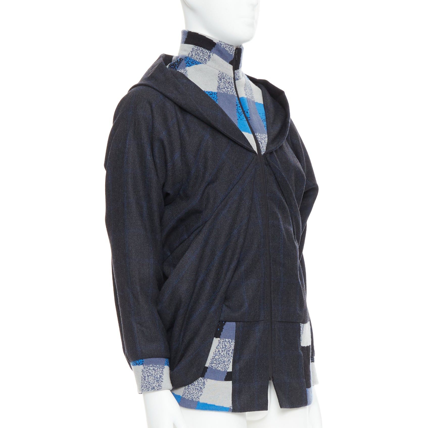 Other C NEEON blue grey geometric wool deconstructed zip up jacket EU38 S Size US M / EU 48-50 / 2 - 4 Thumbnail