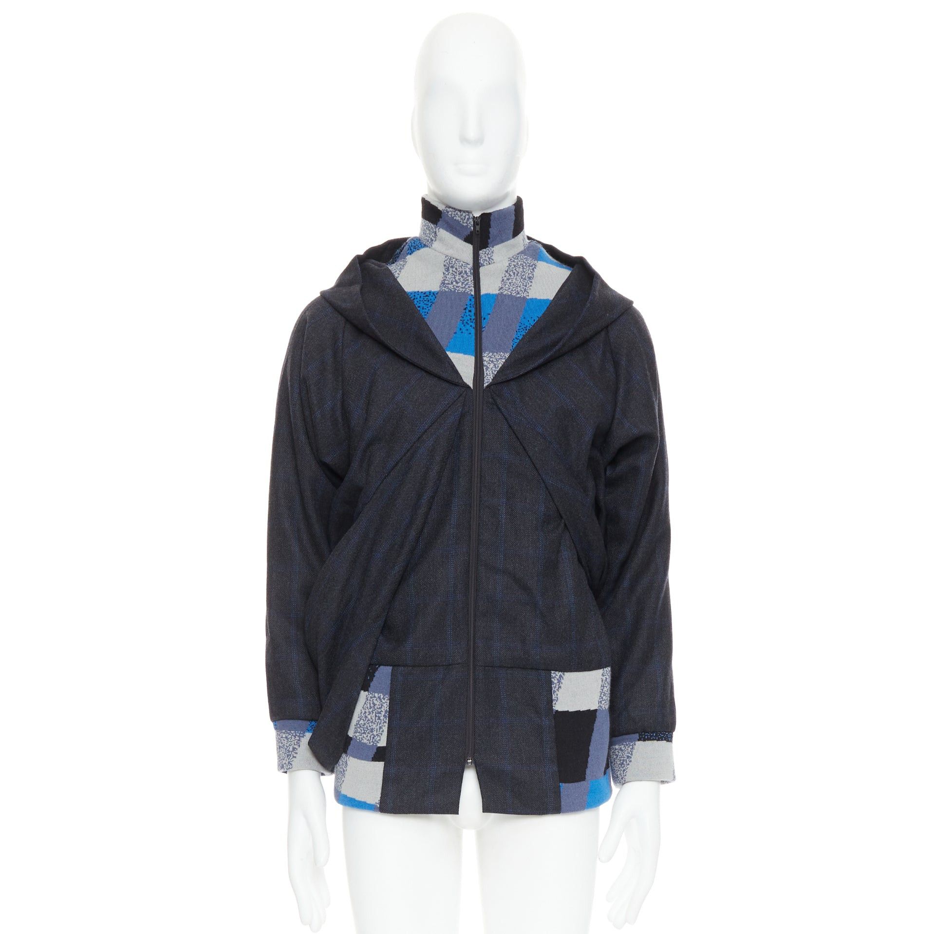 Other C NEEON blue grey geometric wool deconstructed zip up jacket EU38 S Size US M / EU 48-50 / 2 - 10 Thumbnail