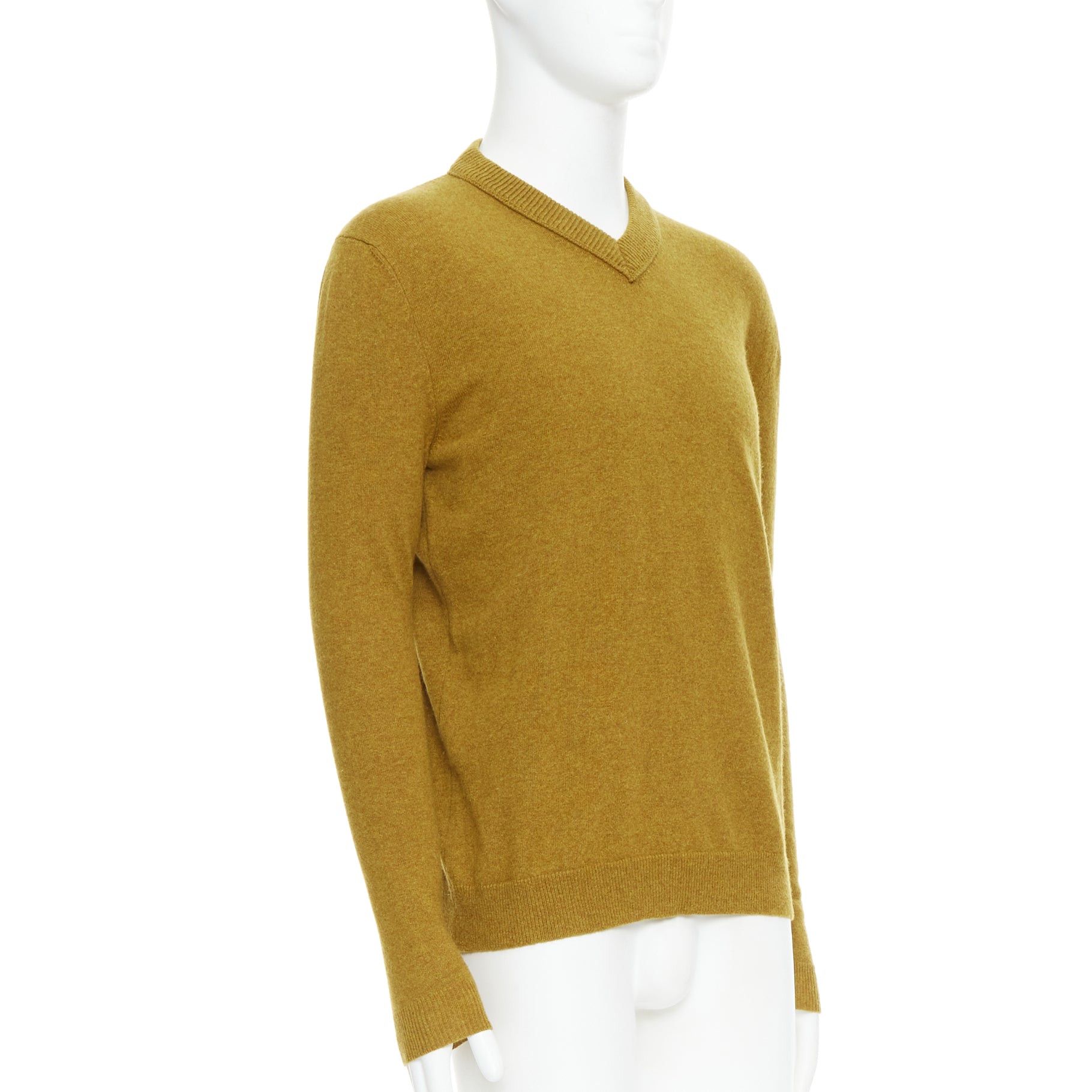 Jil Sander JIL SANDER wool cashmere mustard brown v neck sweater IT46 S Size US S / EU 44-46 / 1 - 3 Thumbnail