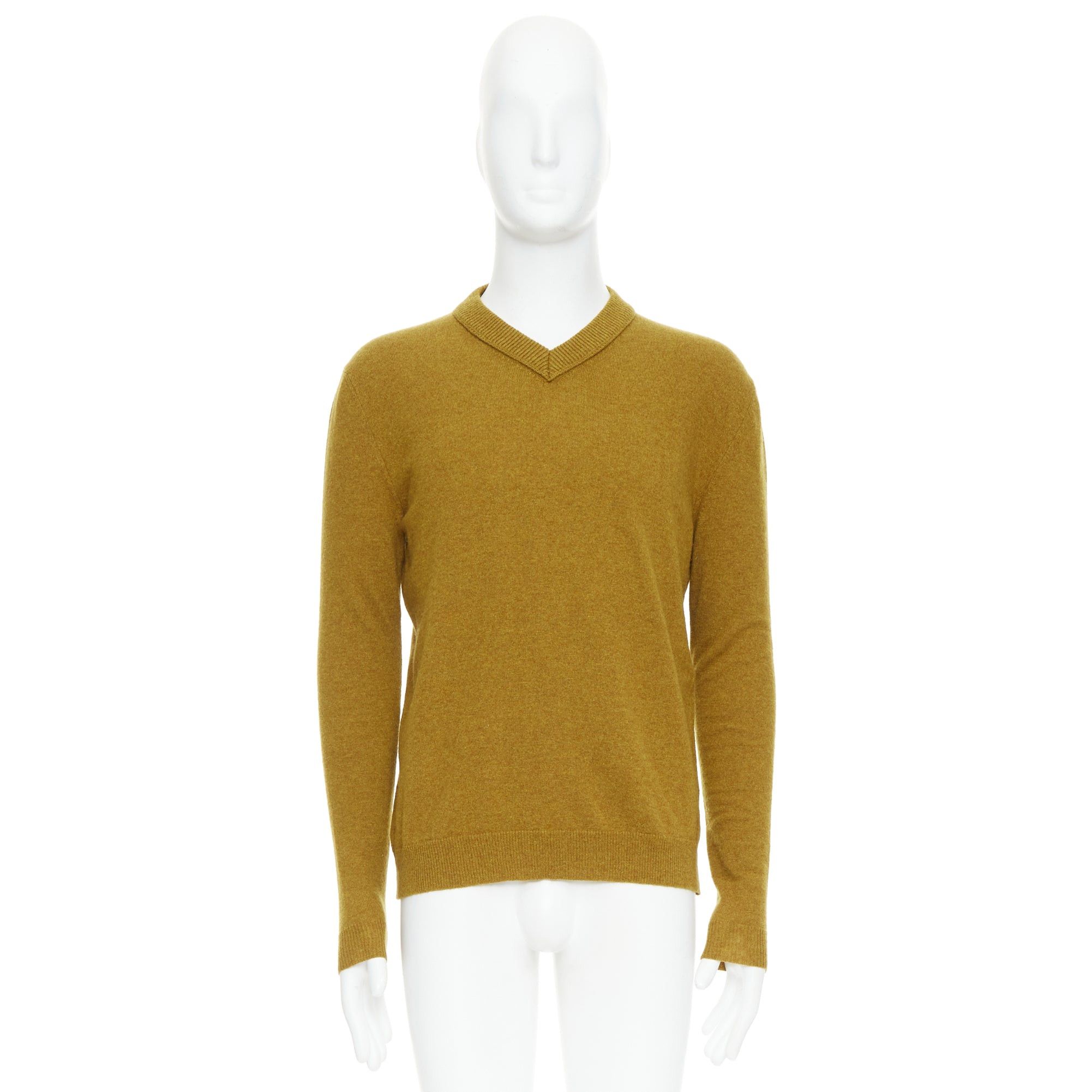 Jil Sander JIL SANDER wool cashmere mustard brown v neck sweater IT46 S Size US S / EU 44-46 / 1 - 9 Thumbnail