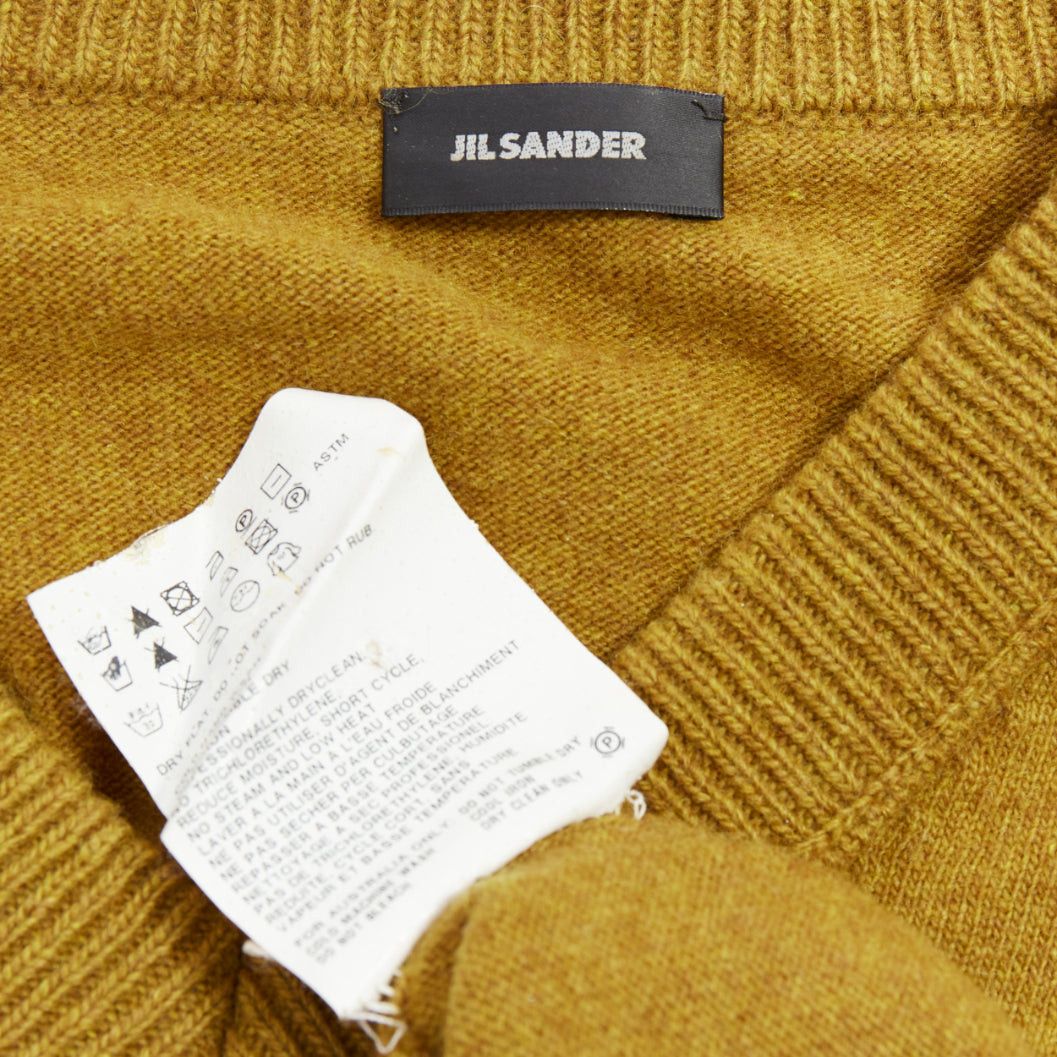 Jil Sander JIL SANDER wool cashmere mustard brown v neck sweater IT46 S Size US S / EU 44-46 / 1 - 8 Thumbnail