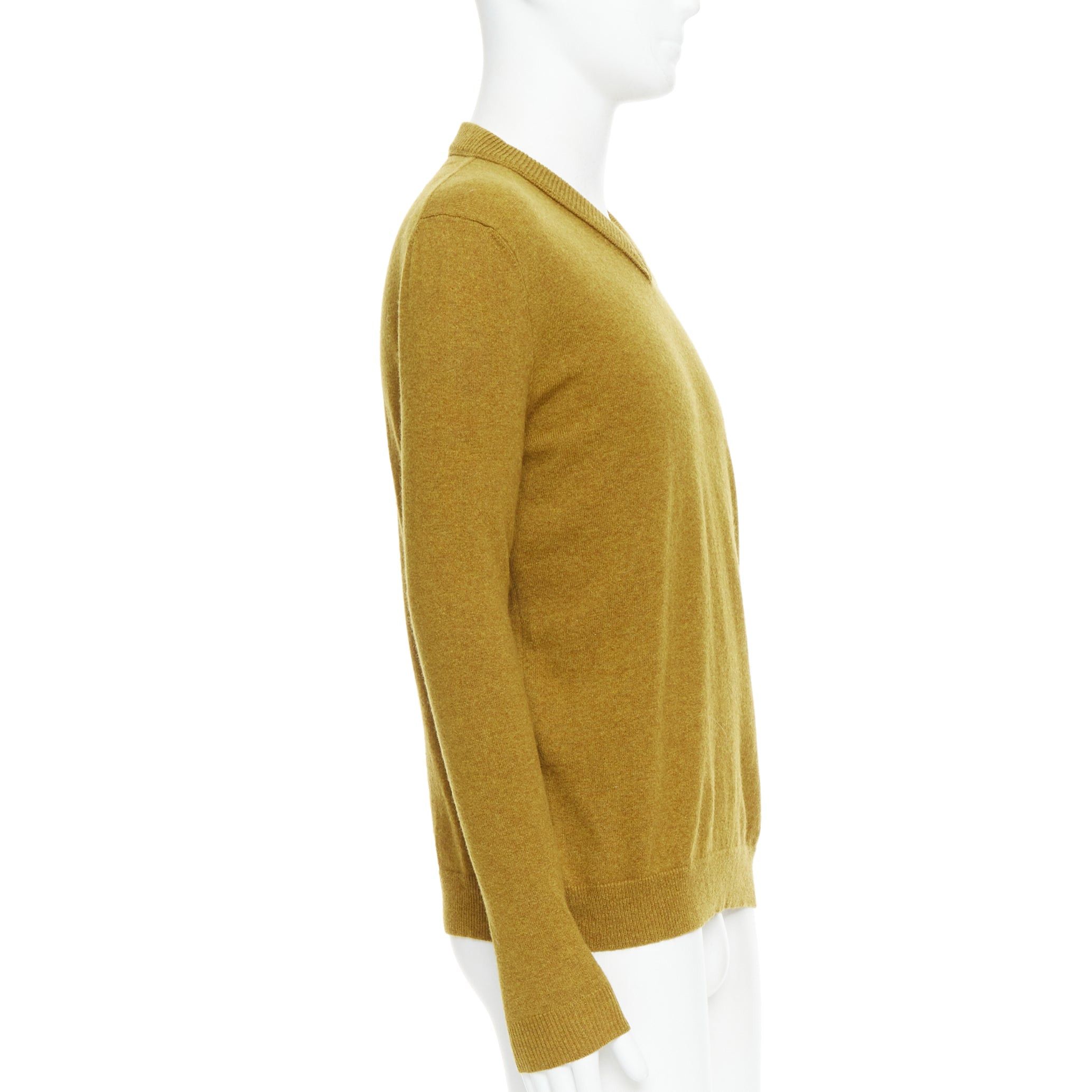 Jil Sander JIL SANDER wool cashmere mustard brown v neck sweater IT46 S Size US S / EU 44-46 / 1 - 4 Thumbnail