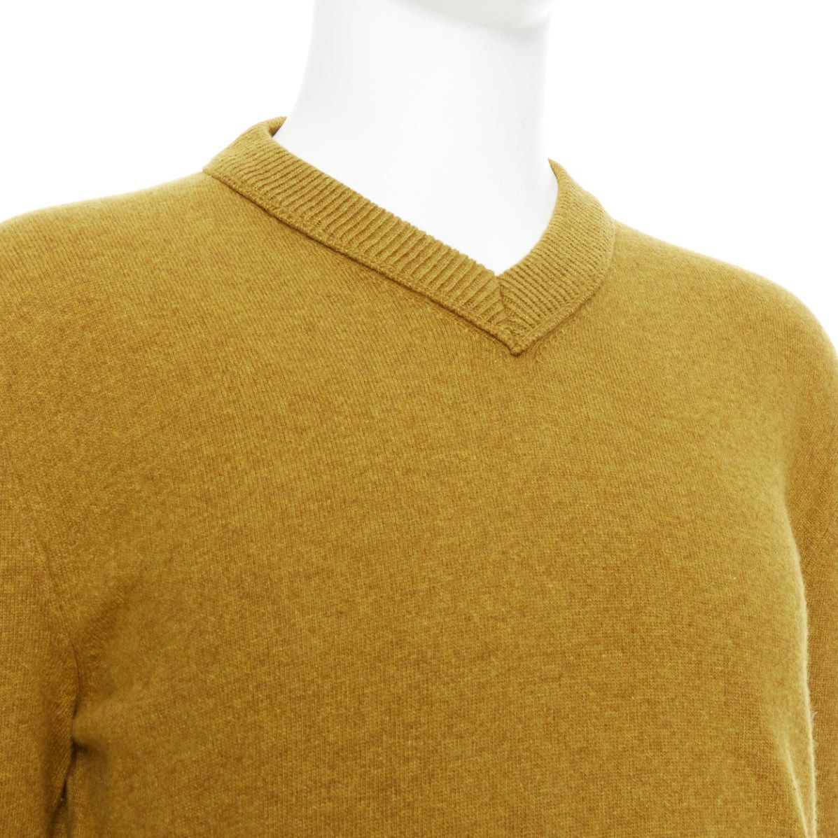 Jil Sander JIL SANDER wool cashmere mustard brown v neck sweater IT46 S Size US S / EU 44-46 / 1 - 2 Thumbnail