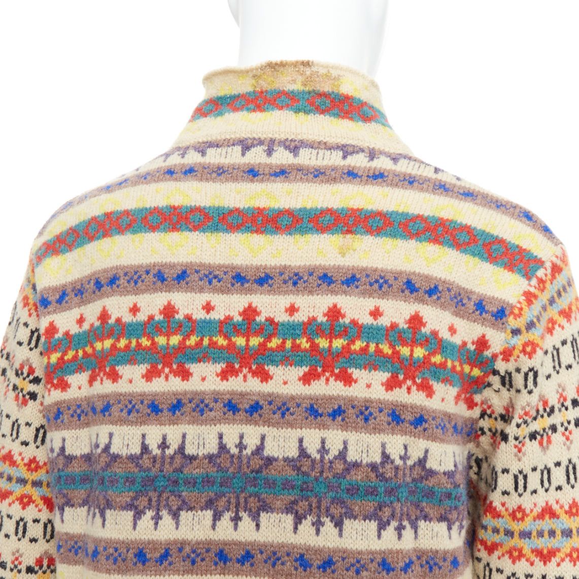 Dries Van Noten DRIES VAN NOTEN beige striped fairisle shetland wool sweater L Size US L / EU 52-54 / 3 - 2 Thumbnail