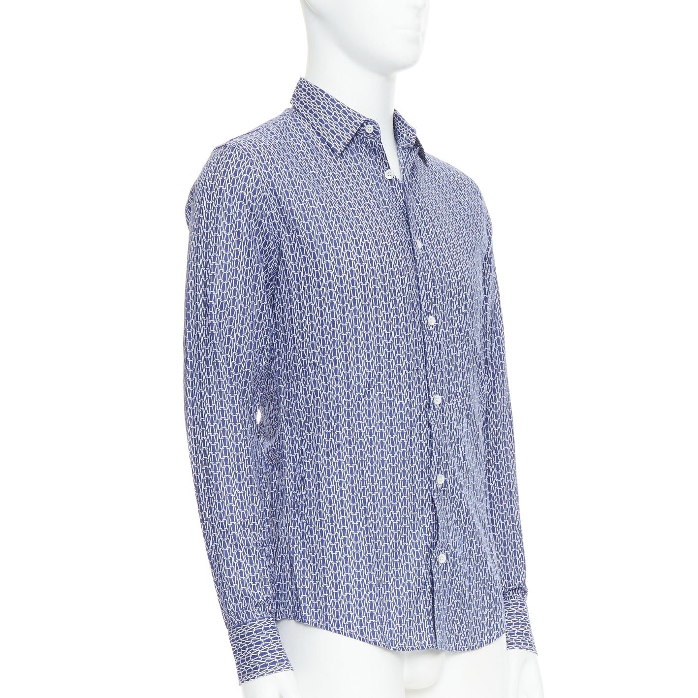 Maison Margiela MAISON MARGIELA blue white cotton knitted print dress shirt Sz 1 S Size US S / EU 44-46 / 1 - 3 Thumbnail