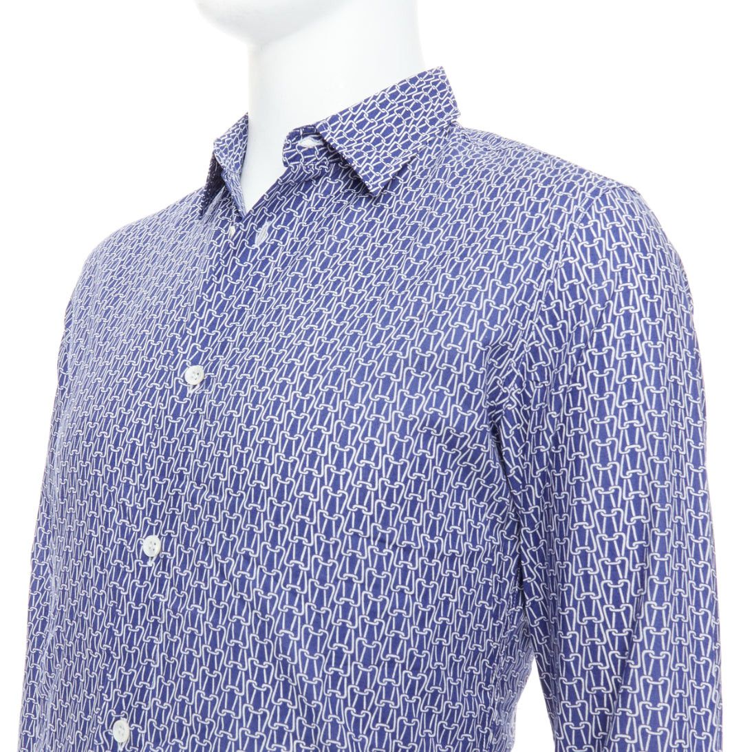 Maison Margiela MAISON MARGIELA blue white cotton knitted print dress shirt Sz 1 S Size US S / EU 44-46 / 1 - 2 Thumbnail