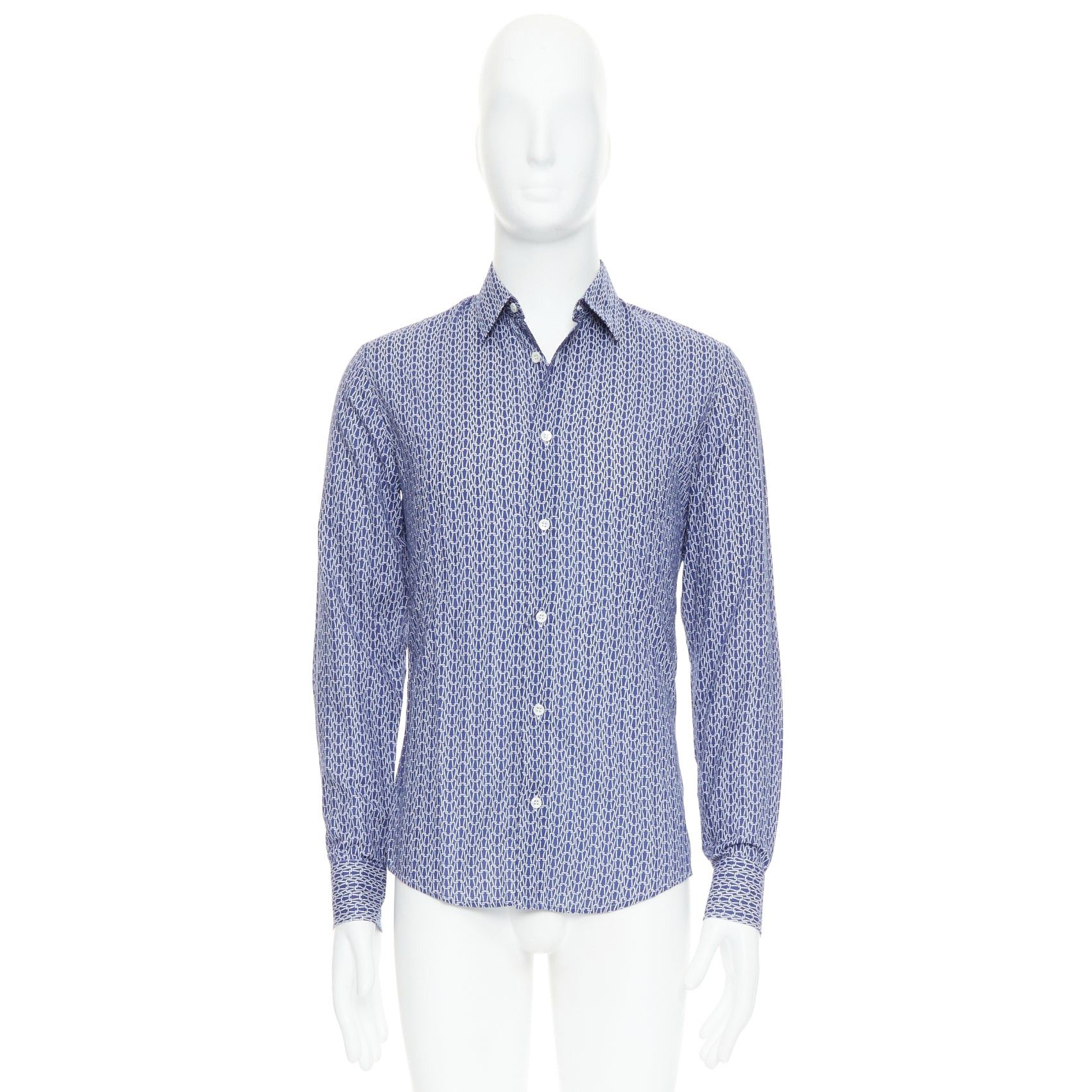 Maison Margiela MAISON MARGIELA blue white cotton knitted print dress shirt Sz 1 S Size US S / EU 44-46 / 1 - 9 Thumbnail
