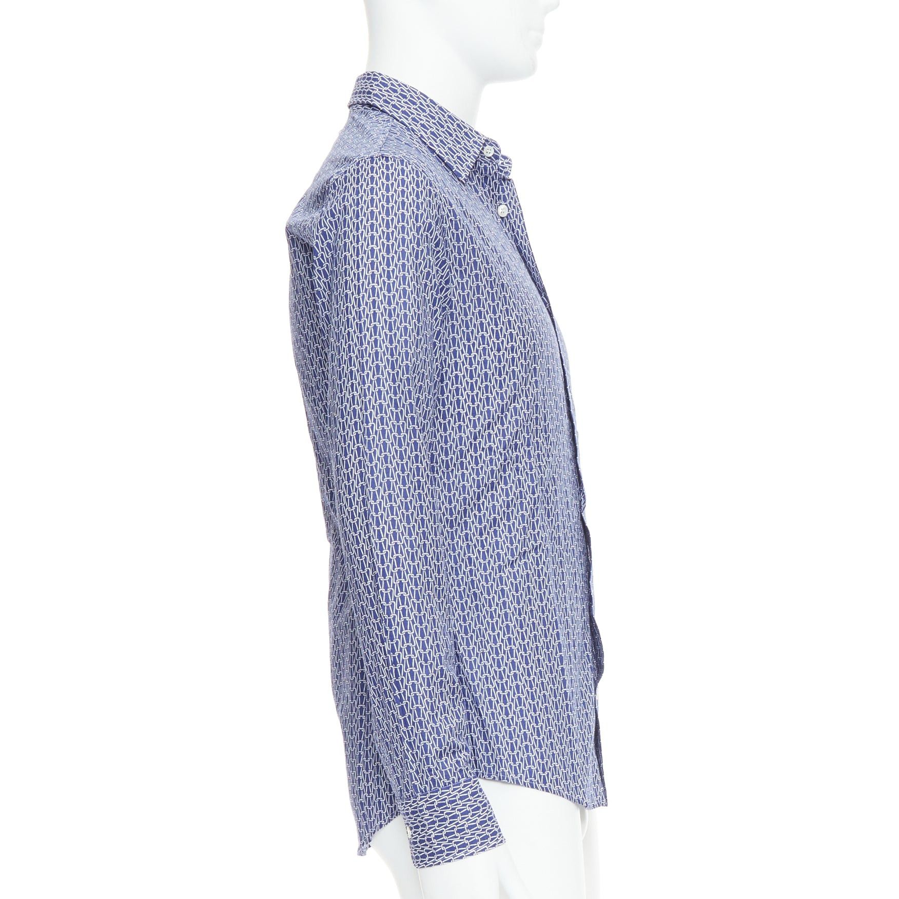 Maison Margiela MAISON MARGIELA blue white cotton knitted print dress shirt Sz 1 S Size US S / EU 44-46 / 1 - 4 Thumbnail