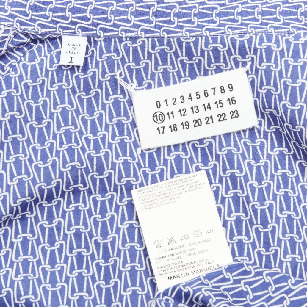 Maison Margiela MAISON MARGIELA blue white cotton knitted print dress shirt Sz 1 S Size US S / EU 44-46 / 1 - 8 Thumbnail