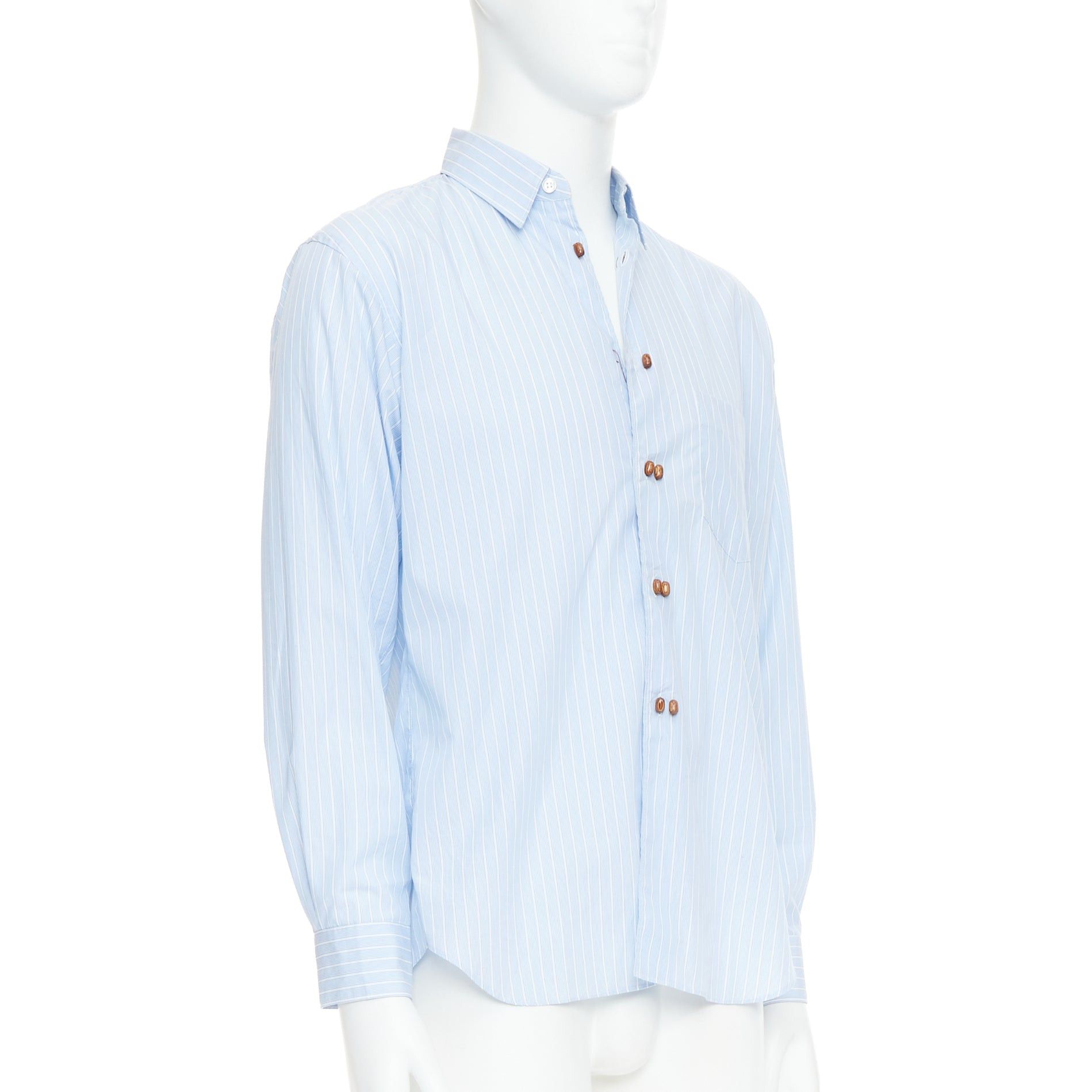 Comme des Garcons COMME DES GARCONS SHIRT blue white stripes bean shaped buttons shirt S Size US S / EU 44-46 / 1 - 3 Thumbnail