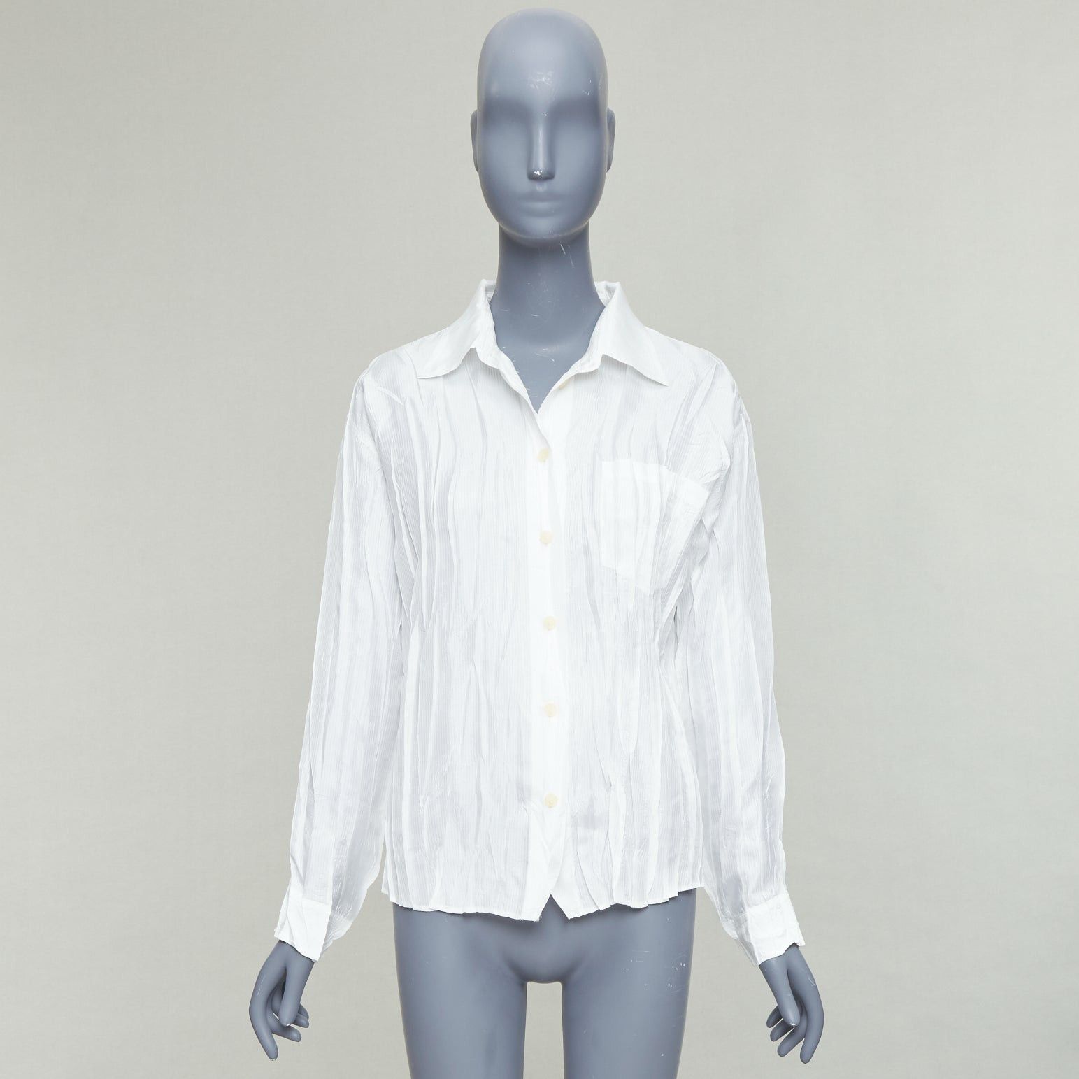 Issey Miyake ISSEY MIYAKE Pleats Please white plisse pocketed shirt JP4 XL Size US XL / EU 56 / 4 - 9 Thumbnail
