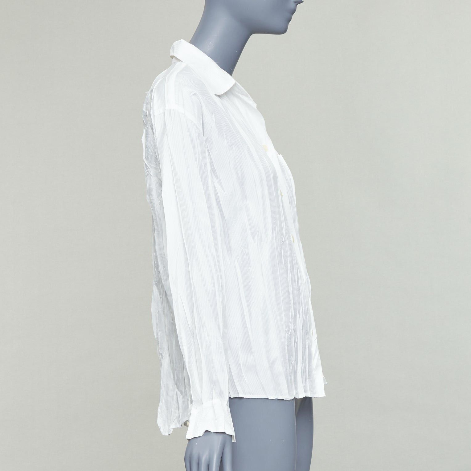 Issey Miyake ISSEY MIYAKE Pleats Please white plisse pocketed shirt JP4 XL Size US XL / EU 56 / 4 - 4 Thumbnail