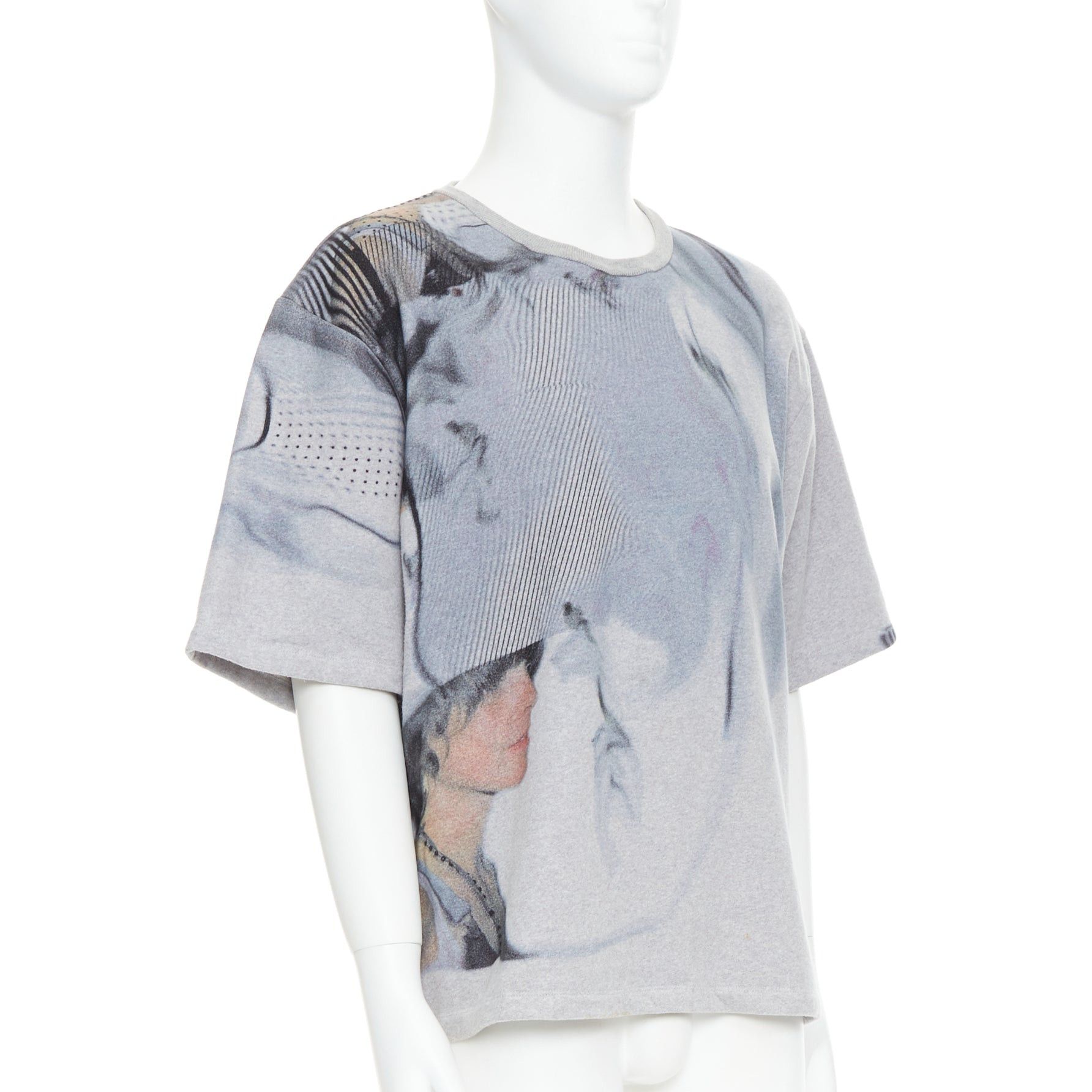 Bless BLESS BERLIN N34 grey portrait photo graphic print cotton terry short pullover S Size US S / EU 44-46 / 1 - 3 Thumbnail