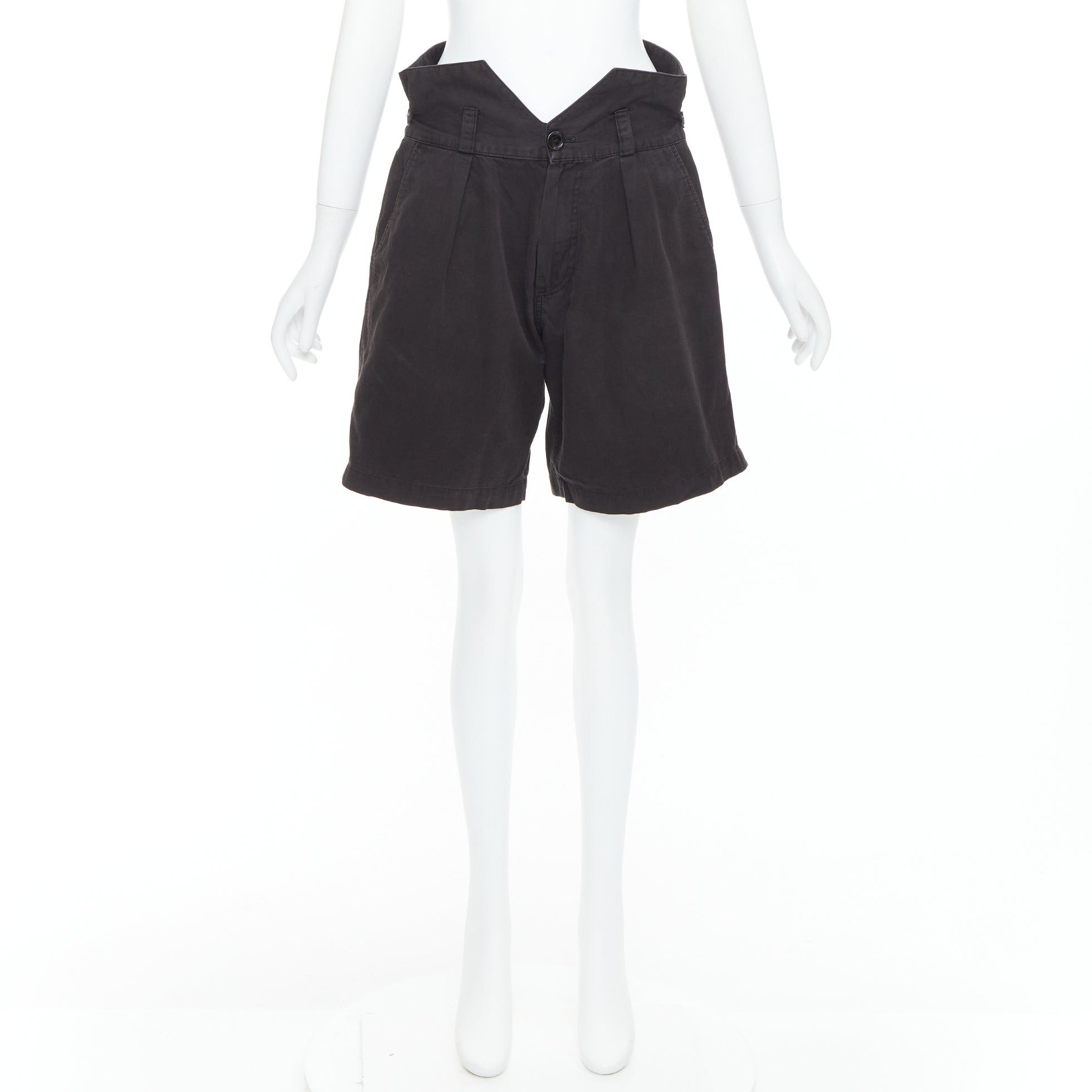 Raf Simons RAF SIMONS 2006 black cotton high waist paperbag wide shorts EU50 XL Size US 32 / EU 48 - 9 Thumbnail