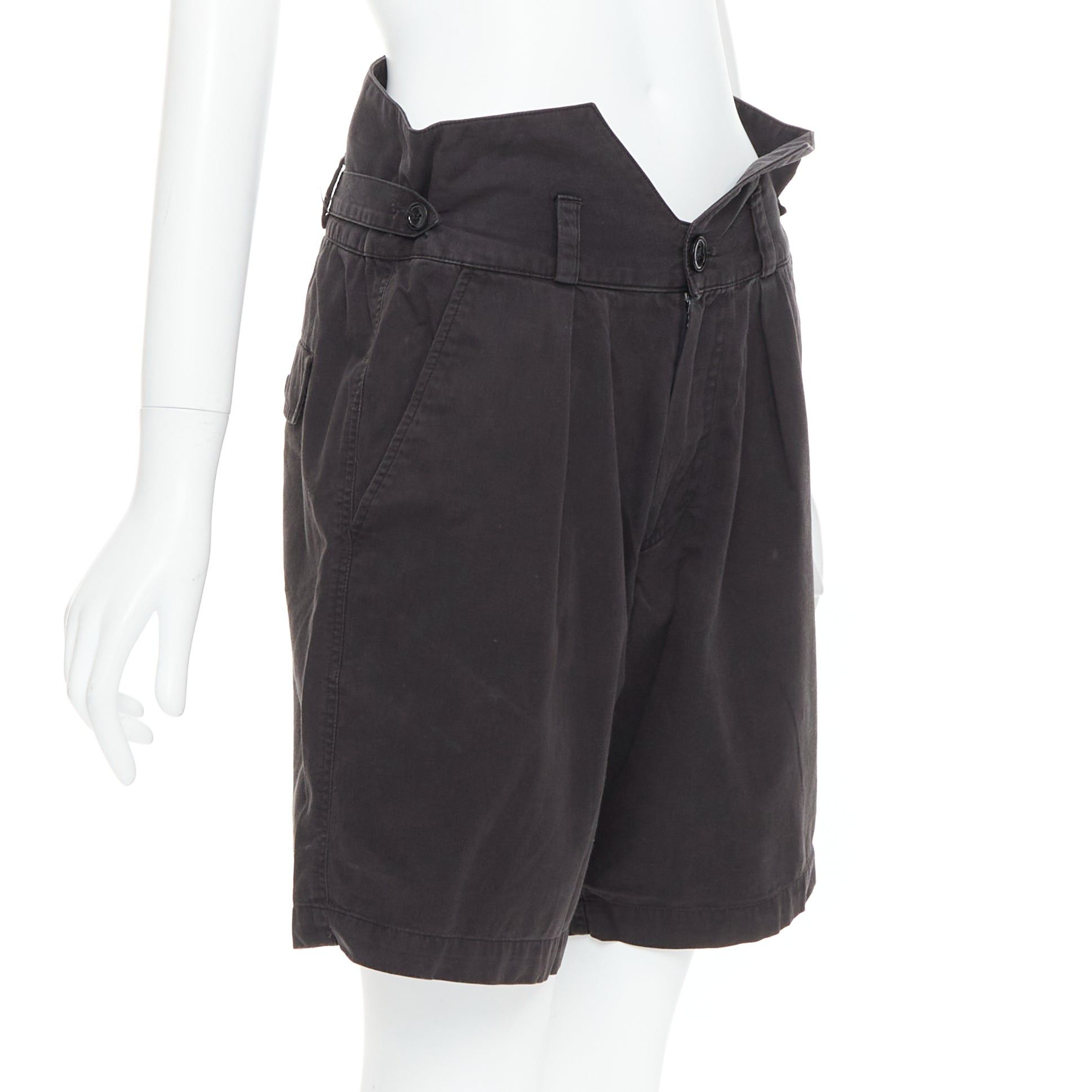 Raf Simons RAF SIMONS 2006 black cotton high waist paperbag wide shorts EU50 XL Size US 32 / EU 48 - 3 Thumbnail