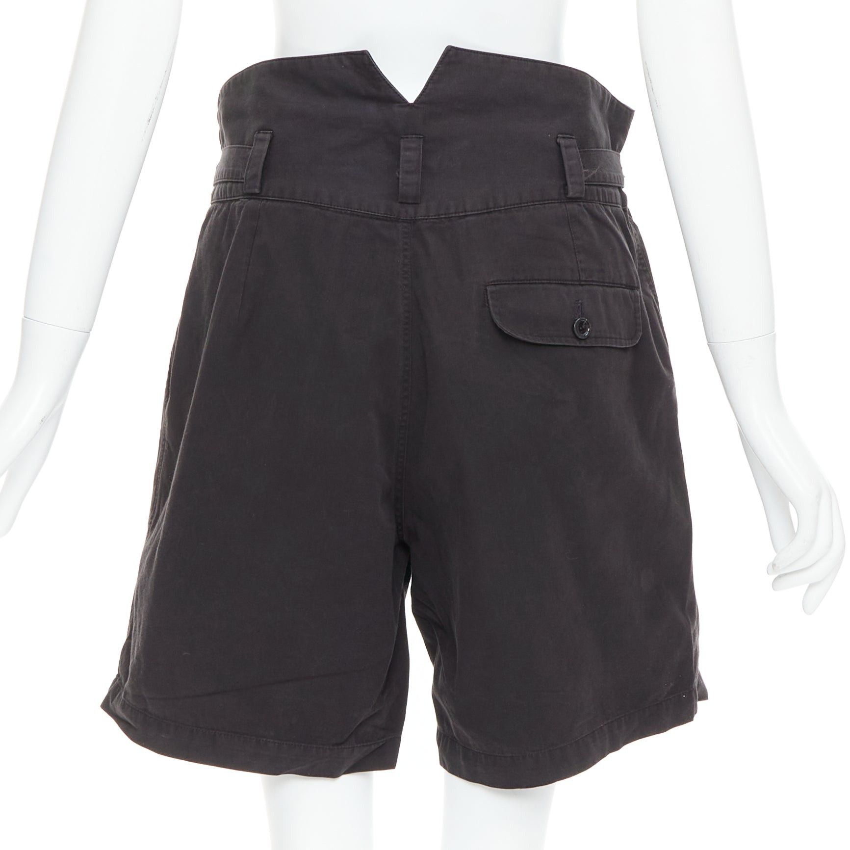 Raf Simons RAF SIMONS 2006 black cotton high waist paperbag wide shorts EU50 XL Size US 32 / EU 48 - 5 Thumbnail