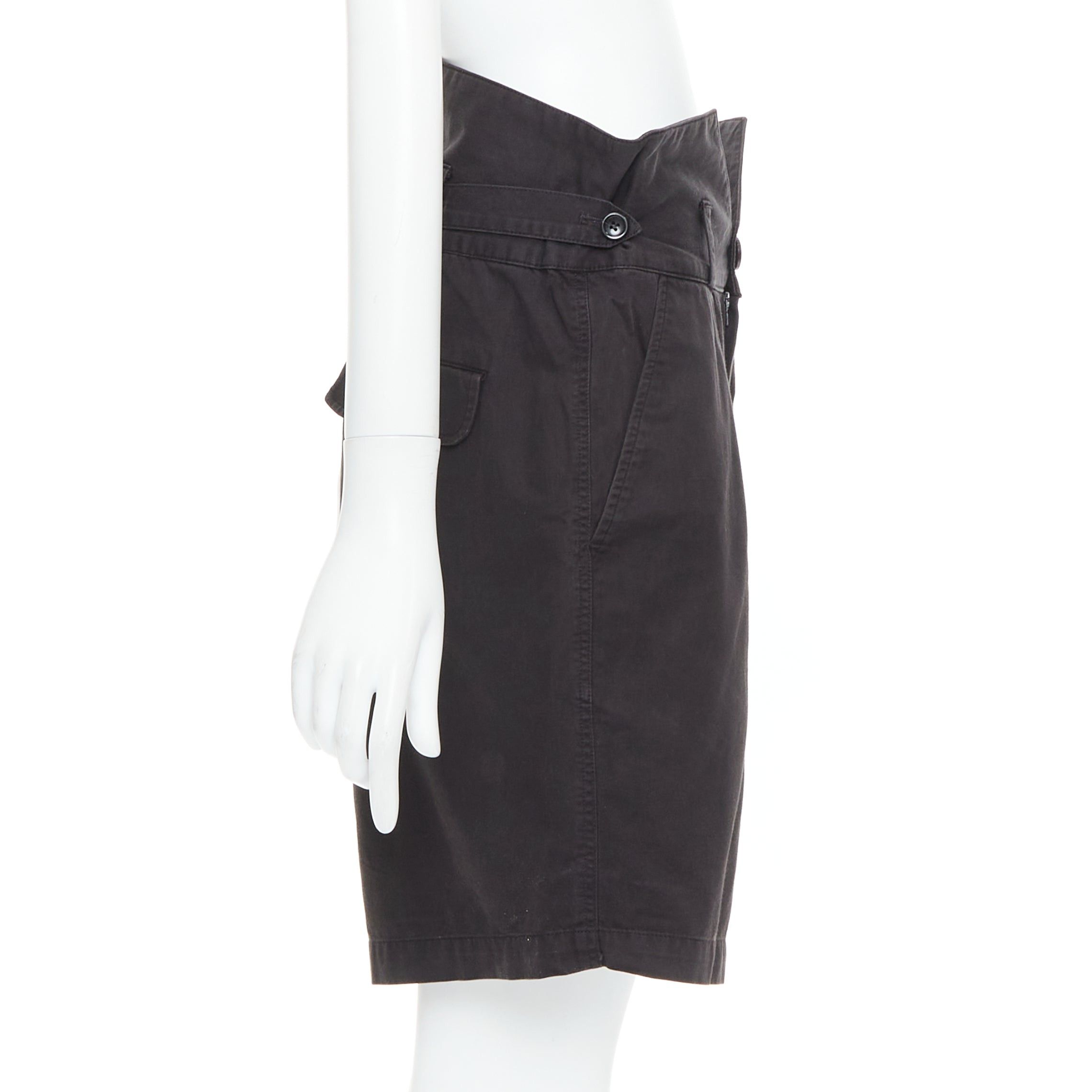 Raf Simons RAF SIMONS 2006 black cotton high waist paperbag wide shorts EU50 XL Size US 32 / EU 48 - 4 Thumbnail