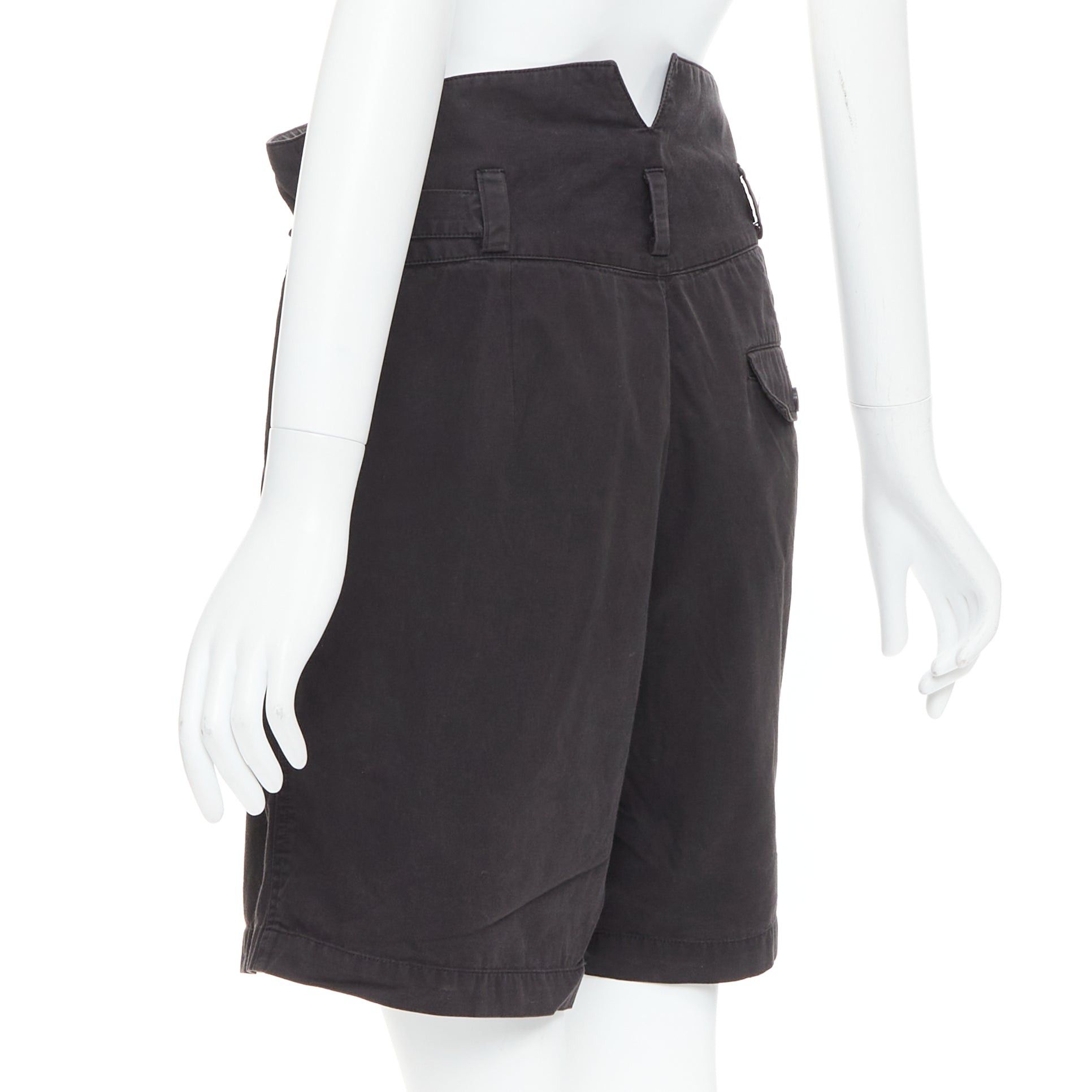 Raf Simons RAF SIMONS 2006 black cotton high waist paperbag wide shorts EU50 XL Size US 32 / EU 48 - 6 Thumbnail