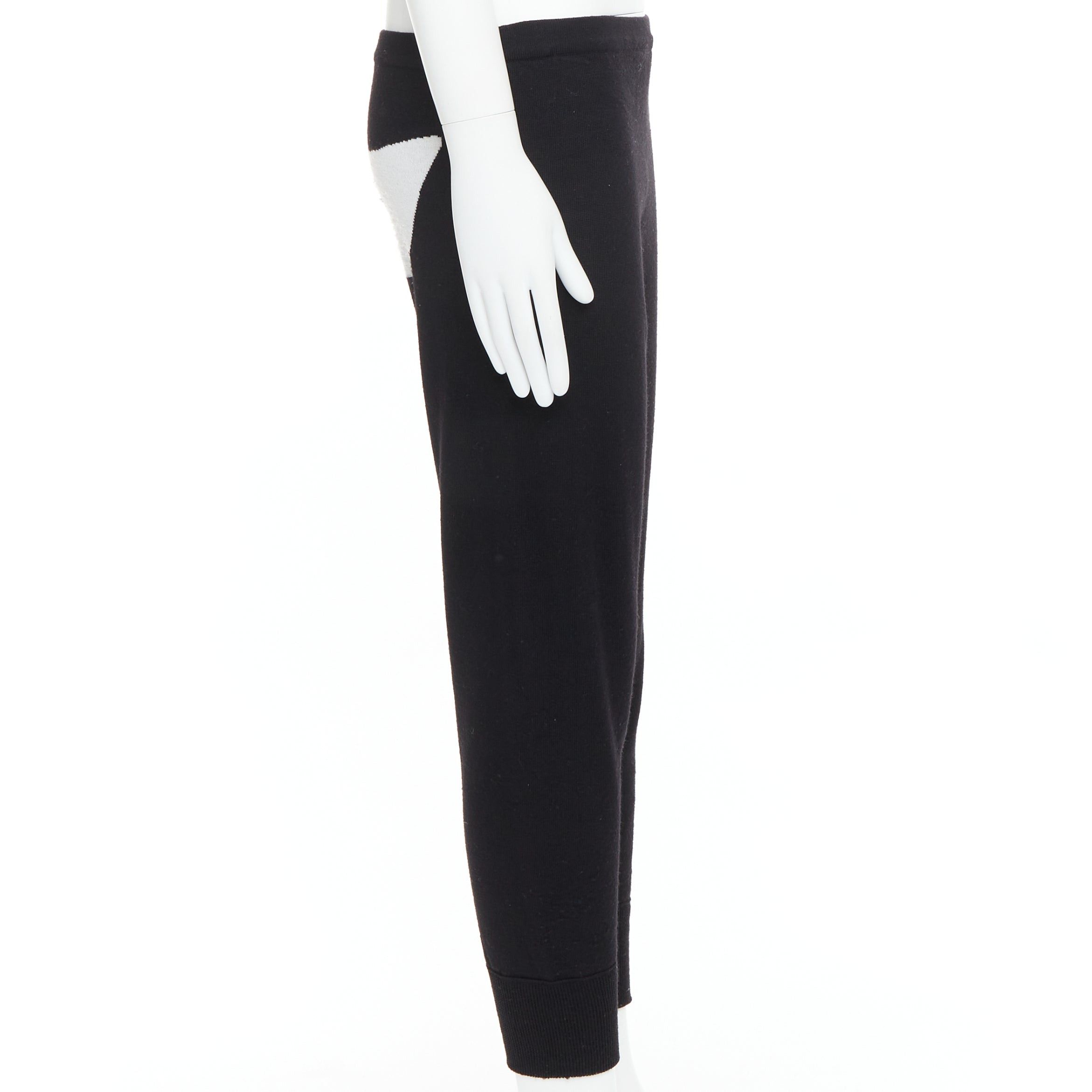 Jeremy Scott JEREMY SCOTT 100% wool black eye intarsia knit jogger pants S Size 27" / US 4 / IT 40 - 5 Thumbnail