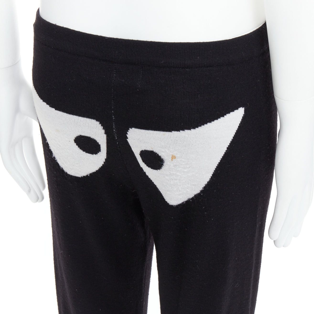 Jeremy Scott JEREMY SCOTT 100% wool black eye intarsia knit jogger pants S Size 27" / US 4 / IT 40 - 2 Thumbnail