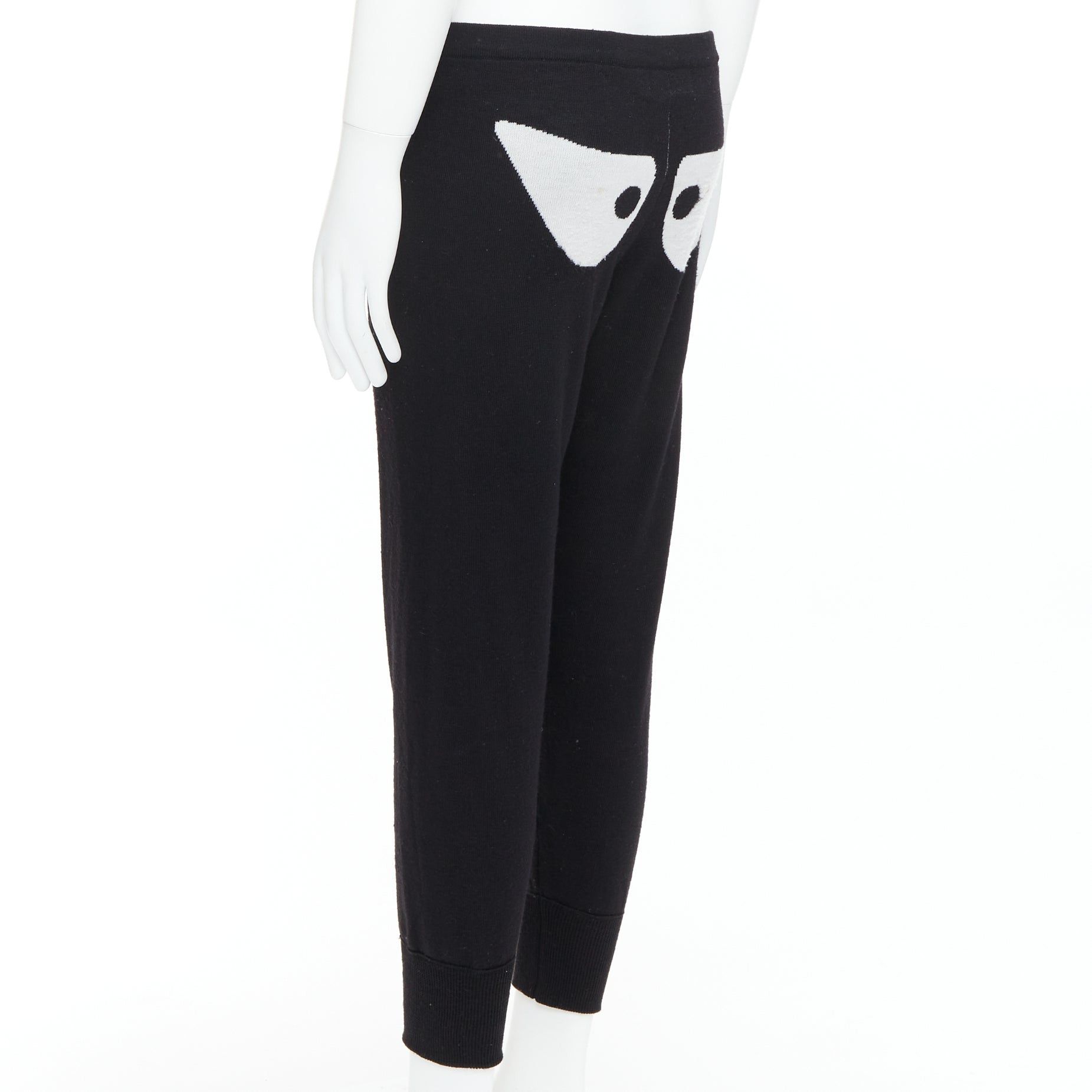 Jeremy Scott JEREMY SCOTT 100% wool black eye intarsia knit jogger pants S Size 27" / US 4 / IT 40 - 6 Thumbnail