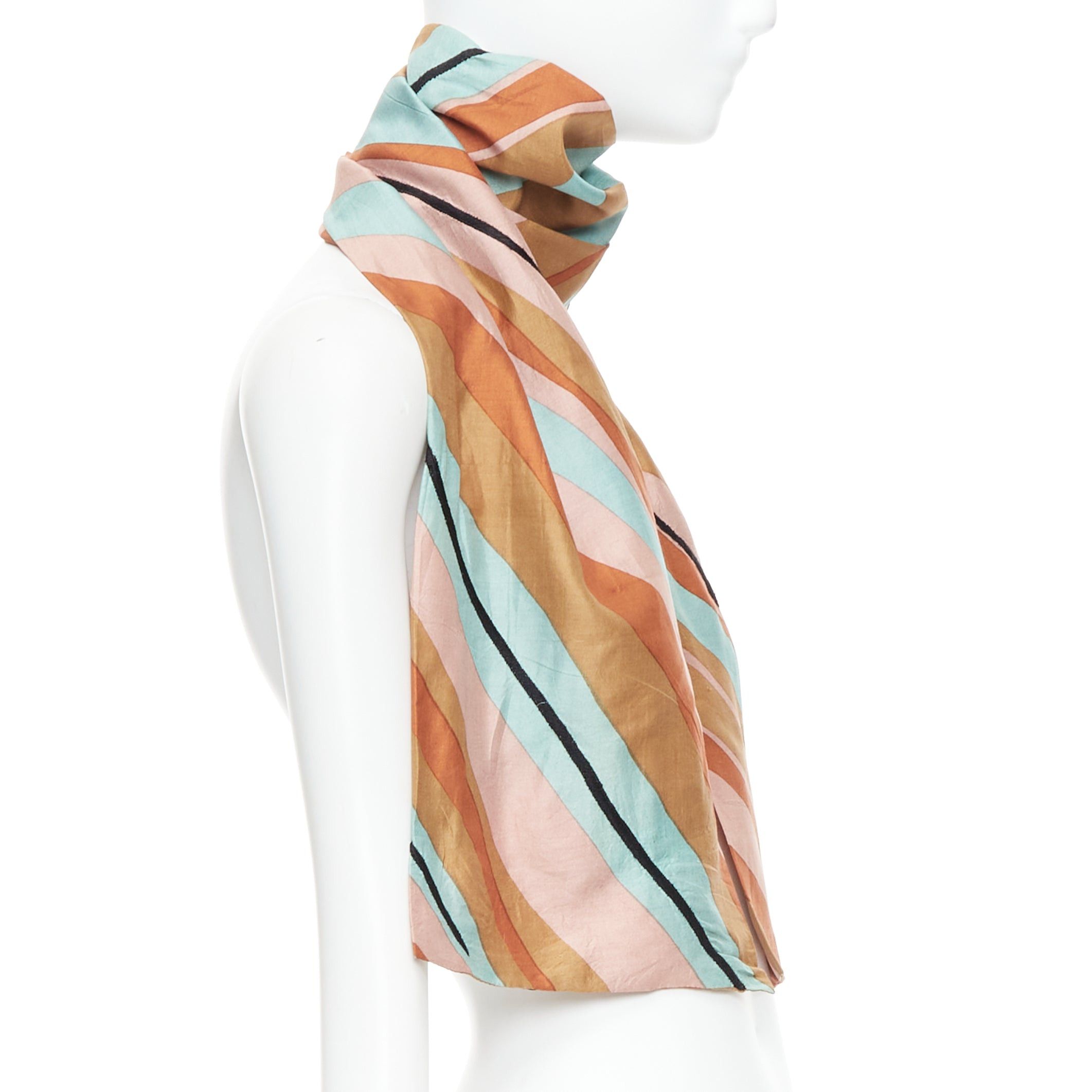 Dries Van Noten DRIES VAN NOTEN brown green multicolor 100% silk printed scarf Size ONE SIZE - 4 Thumbnail