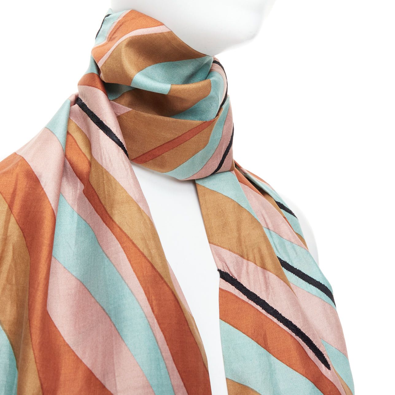 Dries Van Noten DRIES VAN NOTEN brown green multicolor 100% silk printed scarf Size ONE SIZE - 7 Thumbnail