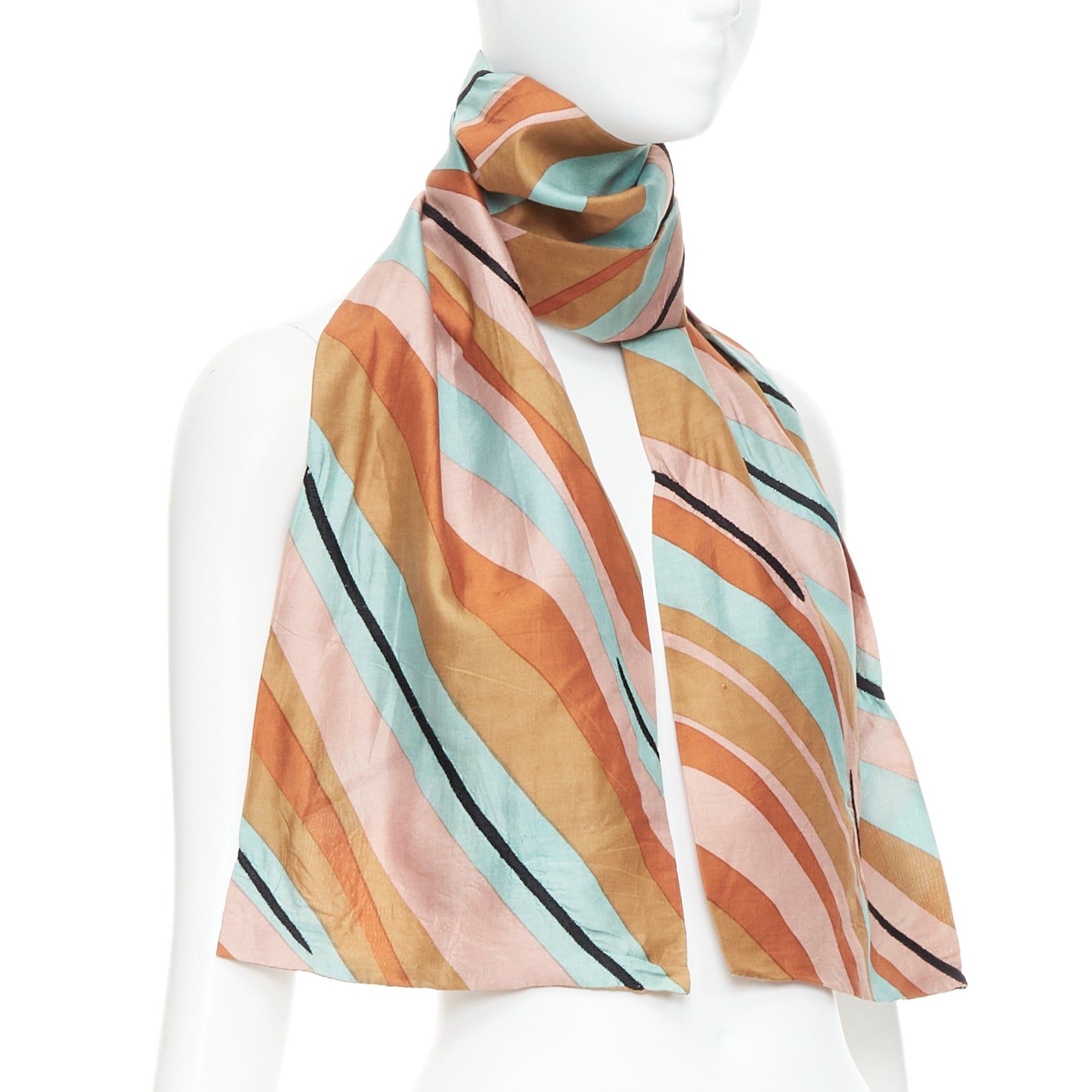 Dries Van Noten DRIES VAN NOTEN brown green multicolor 100% silk printed scarf Size ONE SIZE - 3 Thumbnail