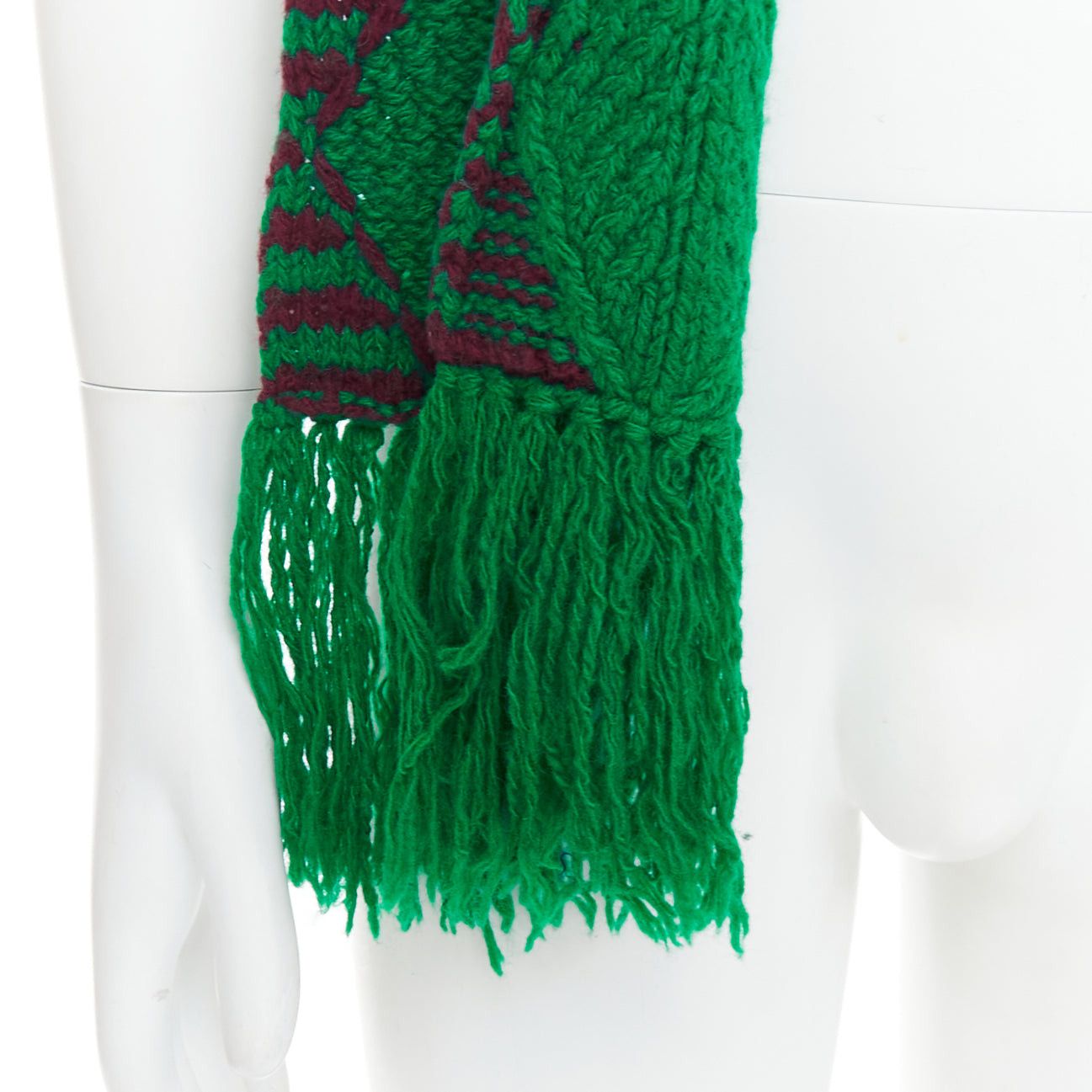 Dries Van Noten DRIES VAN NOTEN green brown knitted long wrap scarf Size ONE SIZE - 2 Thumbnail