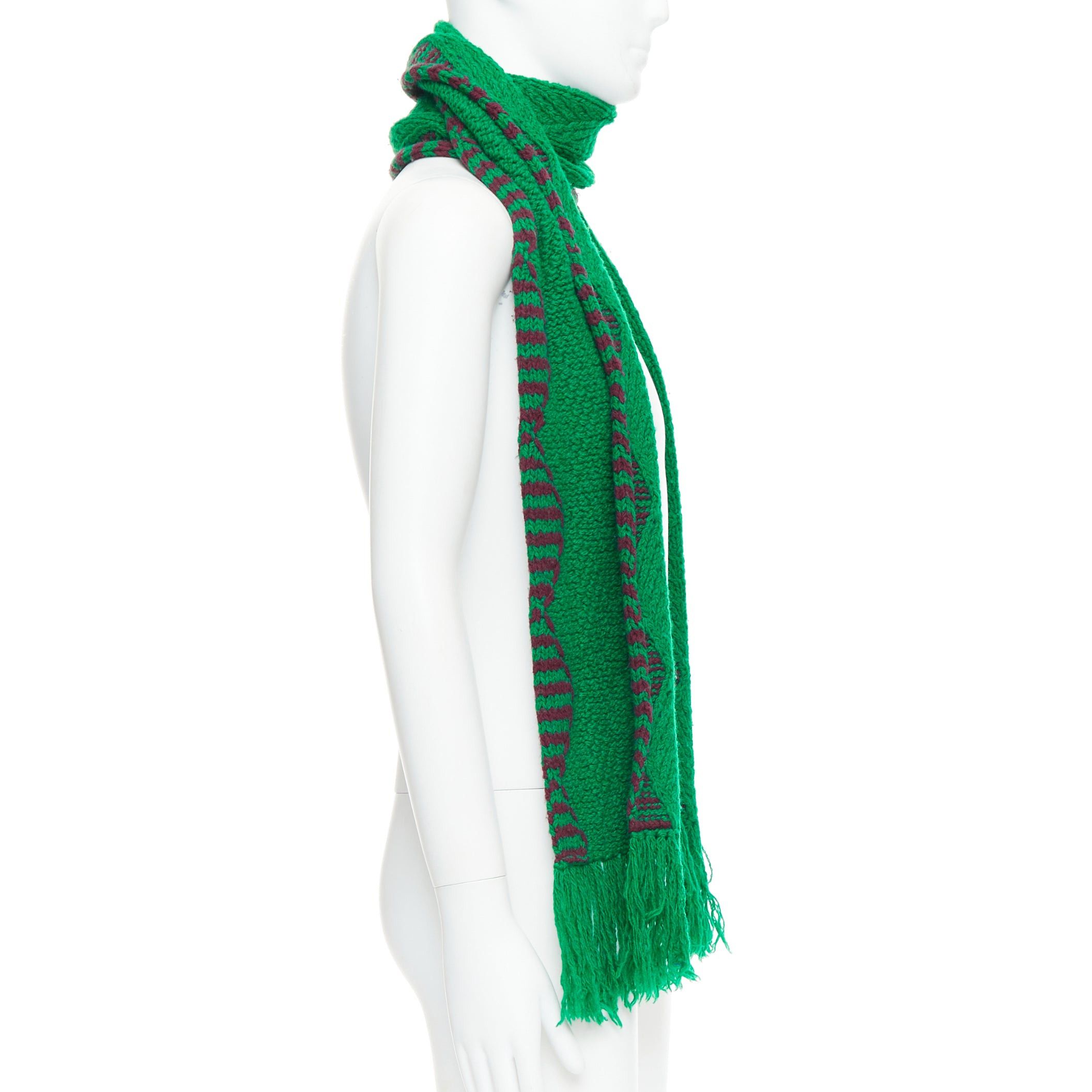 Dries Van Noten DRIES VAN NOTEN green brown knitted long wrap scarf Size ONE SIZE - 4 Thumbnail