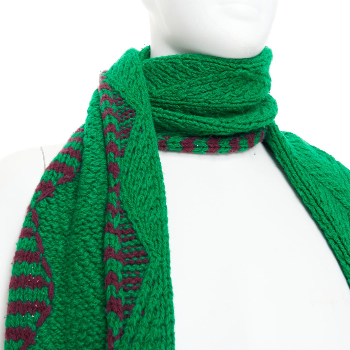 Dries Van Noten DRIES VAN NOTEN green brown knitted long wrap scarf Size ONE SIZE - 7 Thumbnail