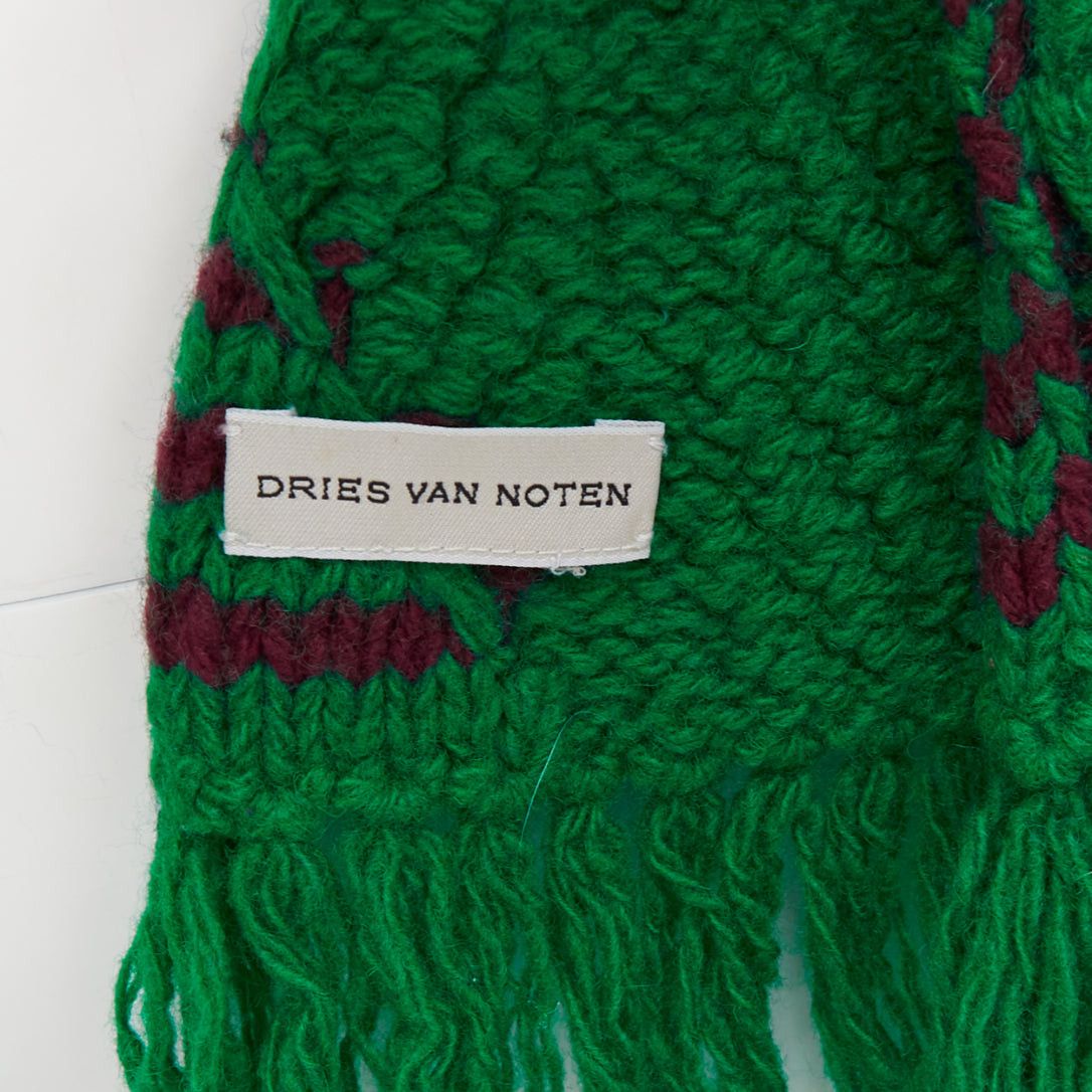 Dries Van Noten DRIES VAN NOTEN green brown knitted long wrap scarf Size ONE SIZE - 8 Thumbnail