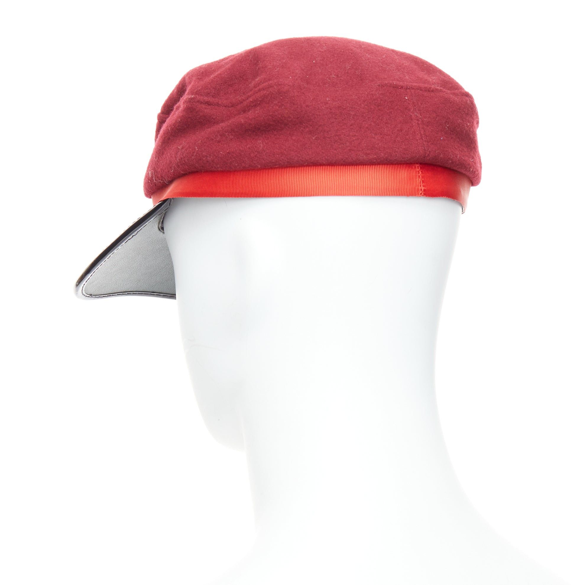 Comme des Garcons rare COMME DES GARCONS HOMME PLUS red wool blend PVC officer hat Size ONE SIZE - 5 Thumbnail