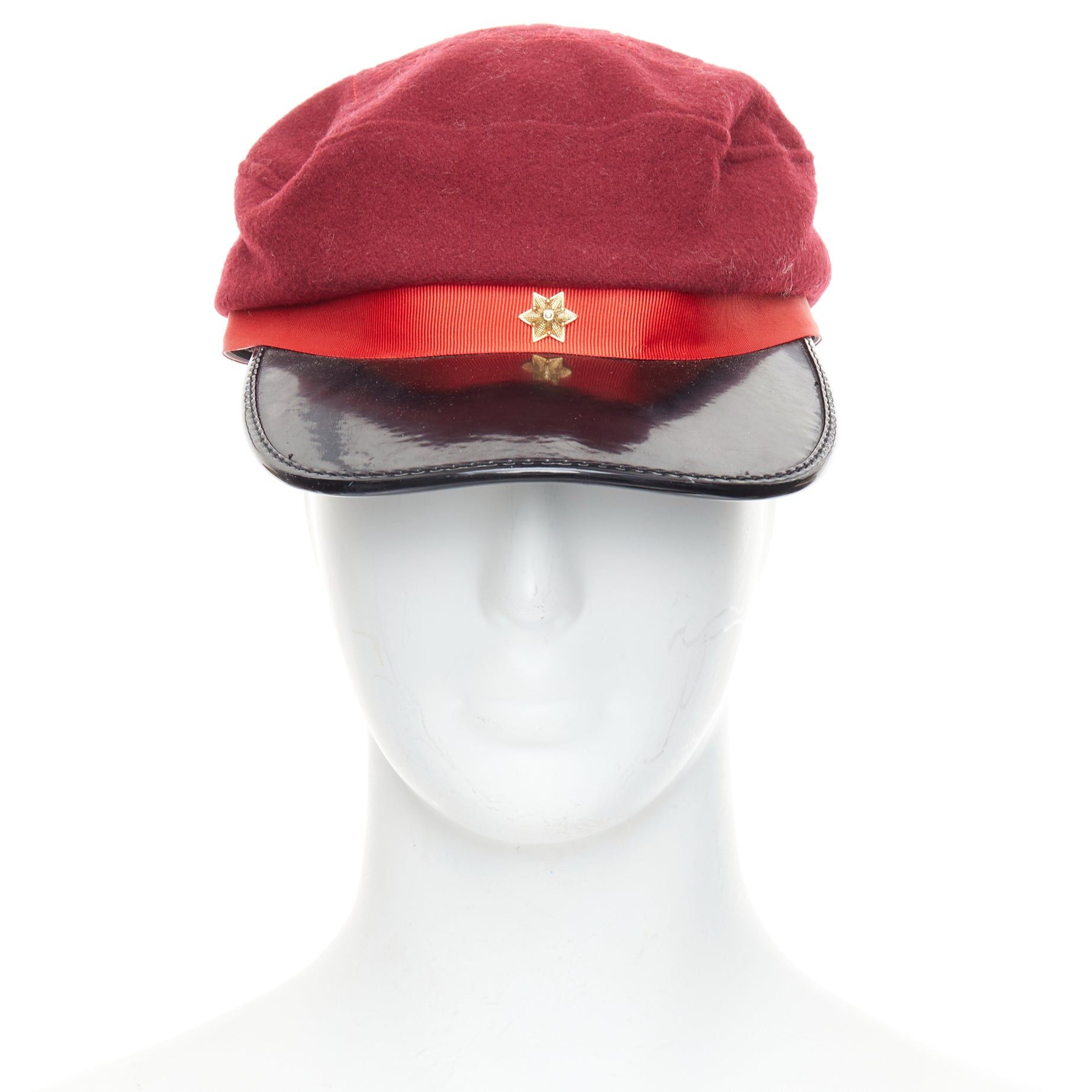 Comme des Garcons rare COMME DES GARCONS HOMME PLUS red wool blend PVC officer hat Size ONE SIZE - 2 Thumbnail