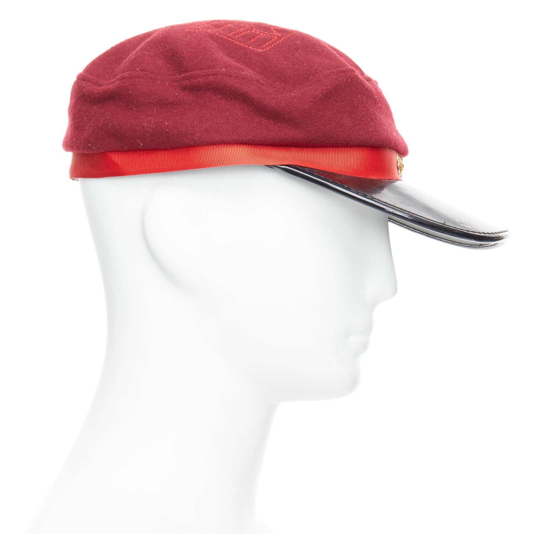 Comme des Garcons rare COMME DES GARCONS HOMME PLUS red wool blend PVC officer hat Size ONE SIZE - 3 Thumbnail