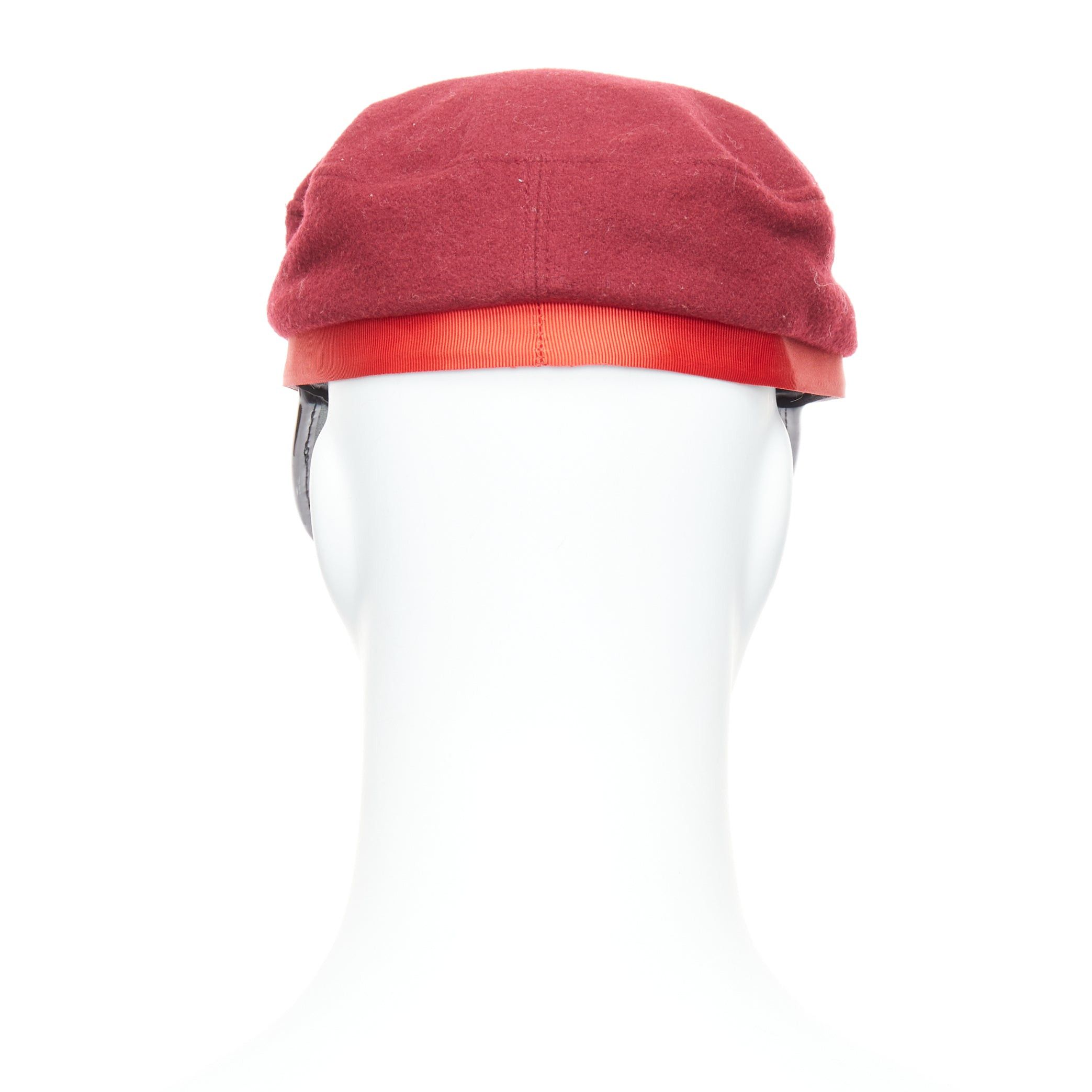 Comme des Garcons rare COMME DES GARCONS HOMME PLUS red wool blend PVC officer hat Size ONE SIZE - 4 Thumbnail