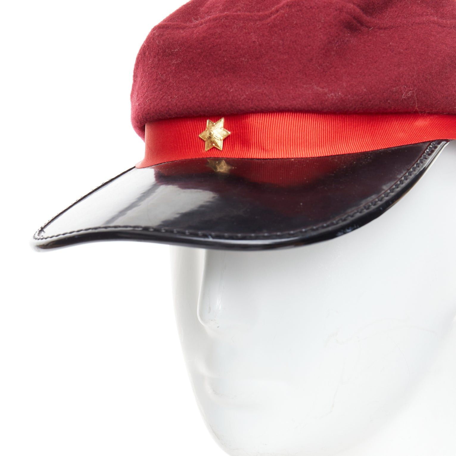 Comme des Garcons rare COMME DES GARCONS HOMME PLUS red wool blend PVC officer hat Size ONE SIZE - 6 Thumbnail