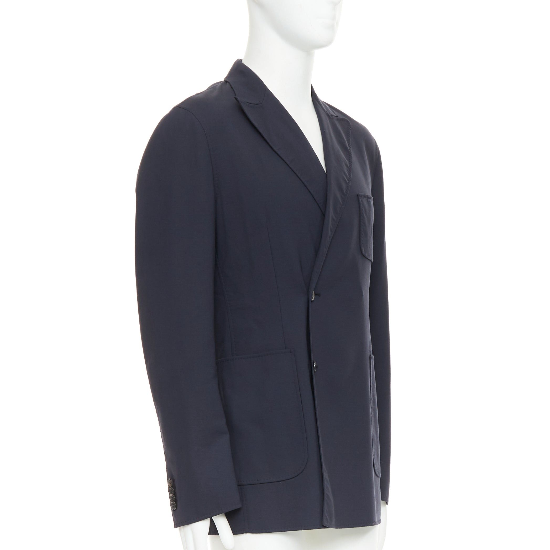 Raf Simons RAF SIMONS black virgin wool off centre buttons patch pocket long blazer IT48 M Size US M / EU 48-50 / 2 - 3 Thumbnail