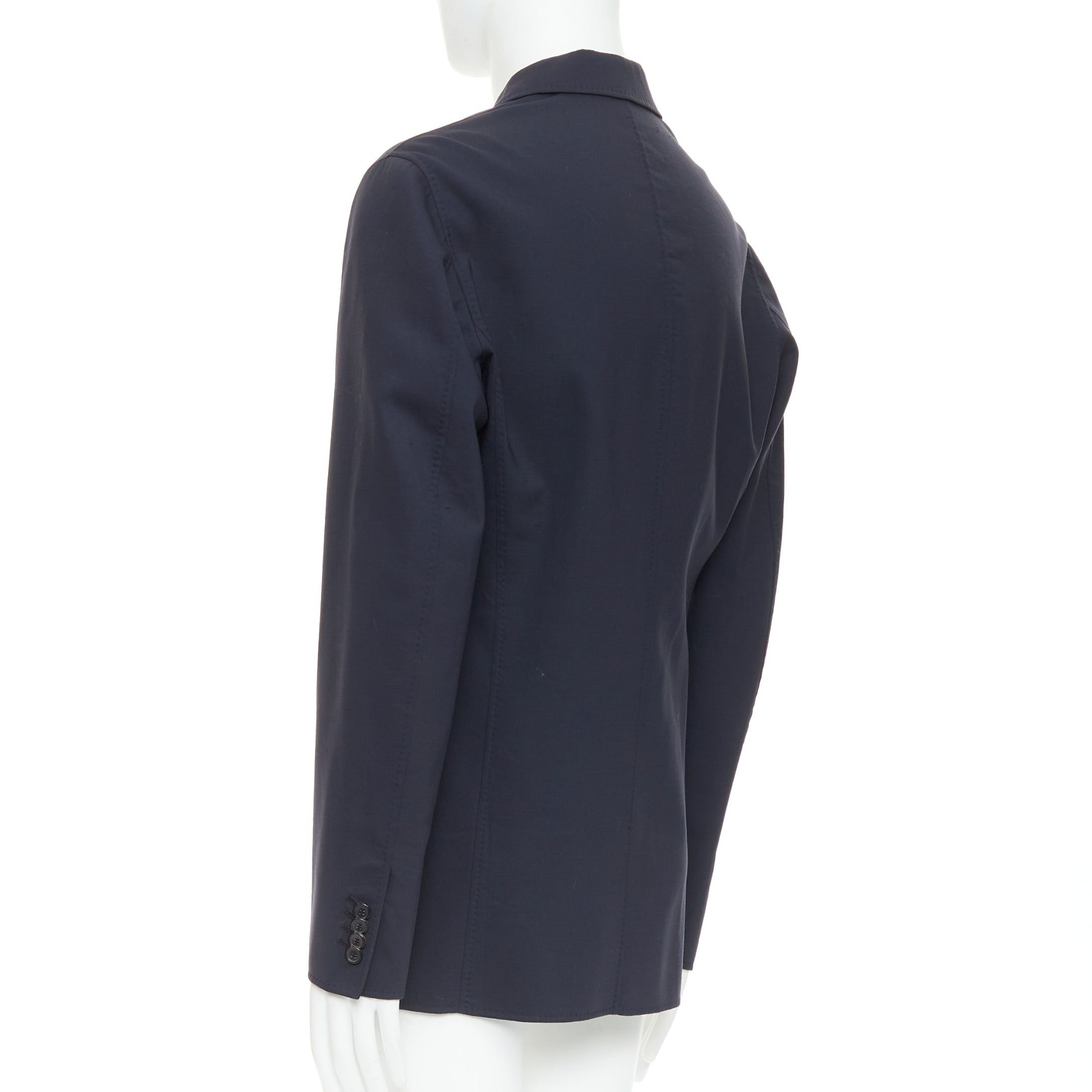 Raf Simons RAF SIMONS black virgin wool off centre buttons patch pocket long blazer IT48 M Size US M / EU 48-50 / 2 - 6 Thumbnail