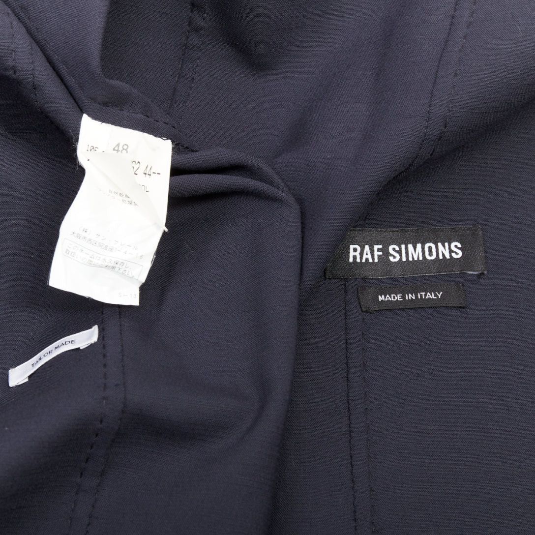 Raf Simons RAF SIMONS black virgin wool off centre buttons patch pocket long blazer IT48 M Size US M / EU 48-50 / 2 - 8 Thumbnail