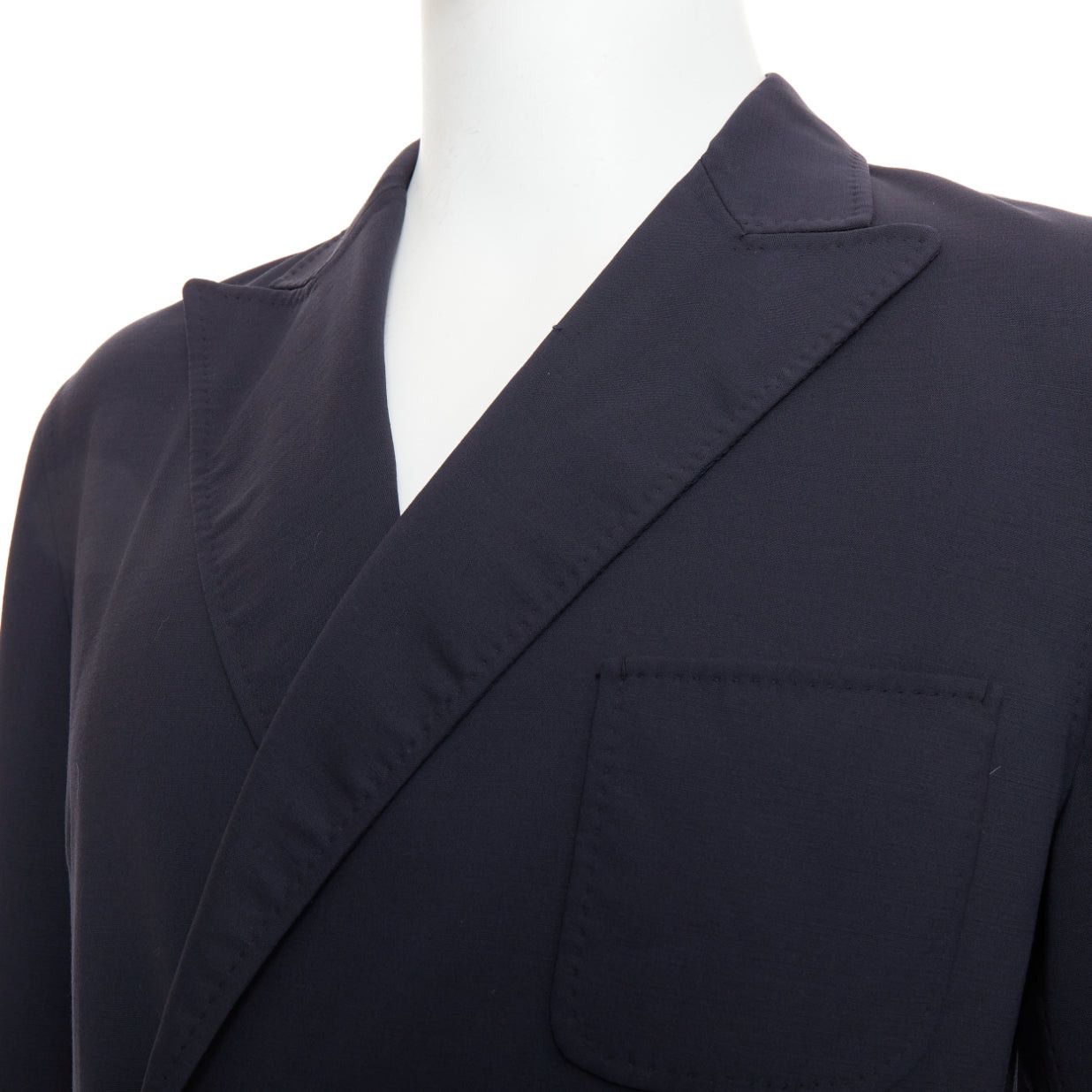 Raf Simons RAF SIMONS black virgin wool off centre buttons patch pocket long blazer IT48 M Size US M / EU 48-50 / 2 - 2 Thumbnail