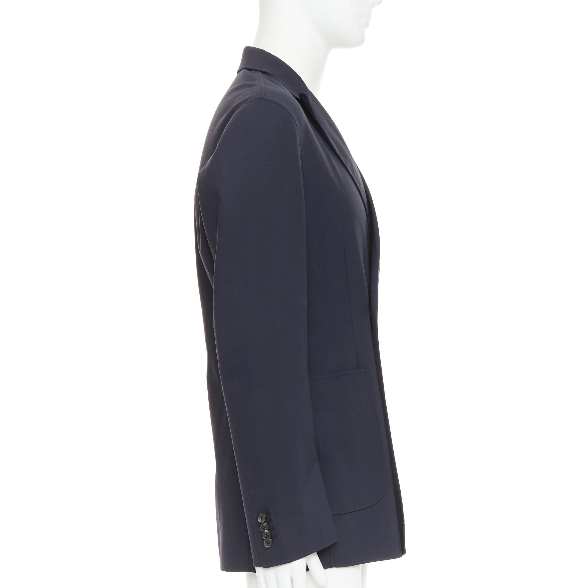 Raf Simons RAF SIMONS black virgin wool off centre buttons patch pocket long blazer IT48 M Size US M / EU 48-50 / 2 - 4 Thumbnail
