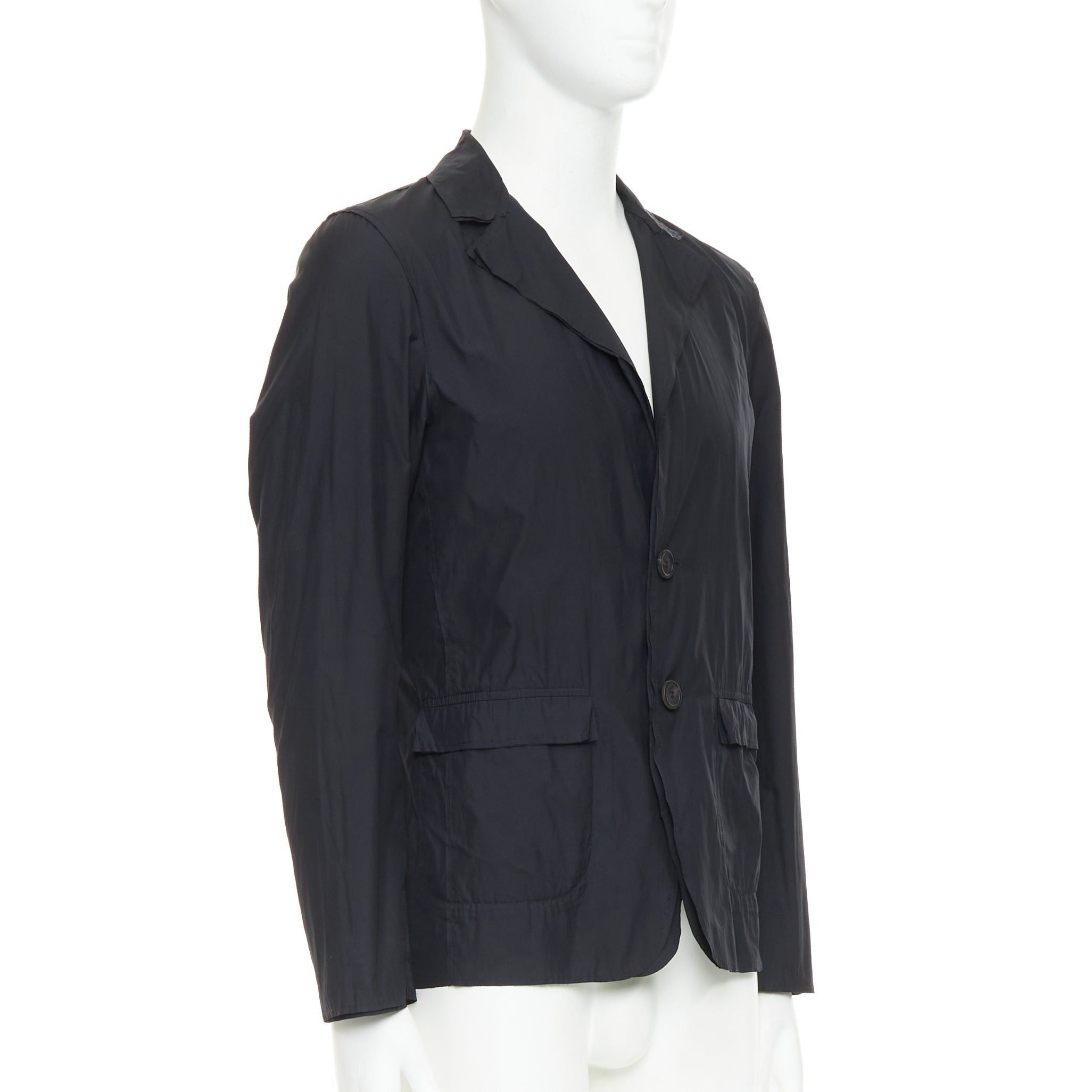 Lanvin LANVIN black light double layer fabric raw edges blazer jacket FR44 XS Size 44R - 3 Thumbnail