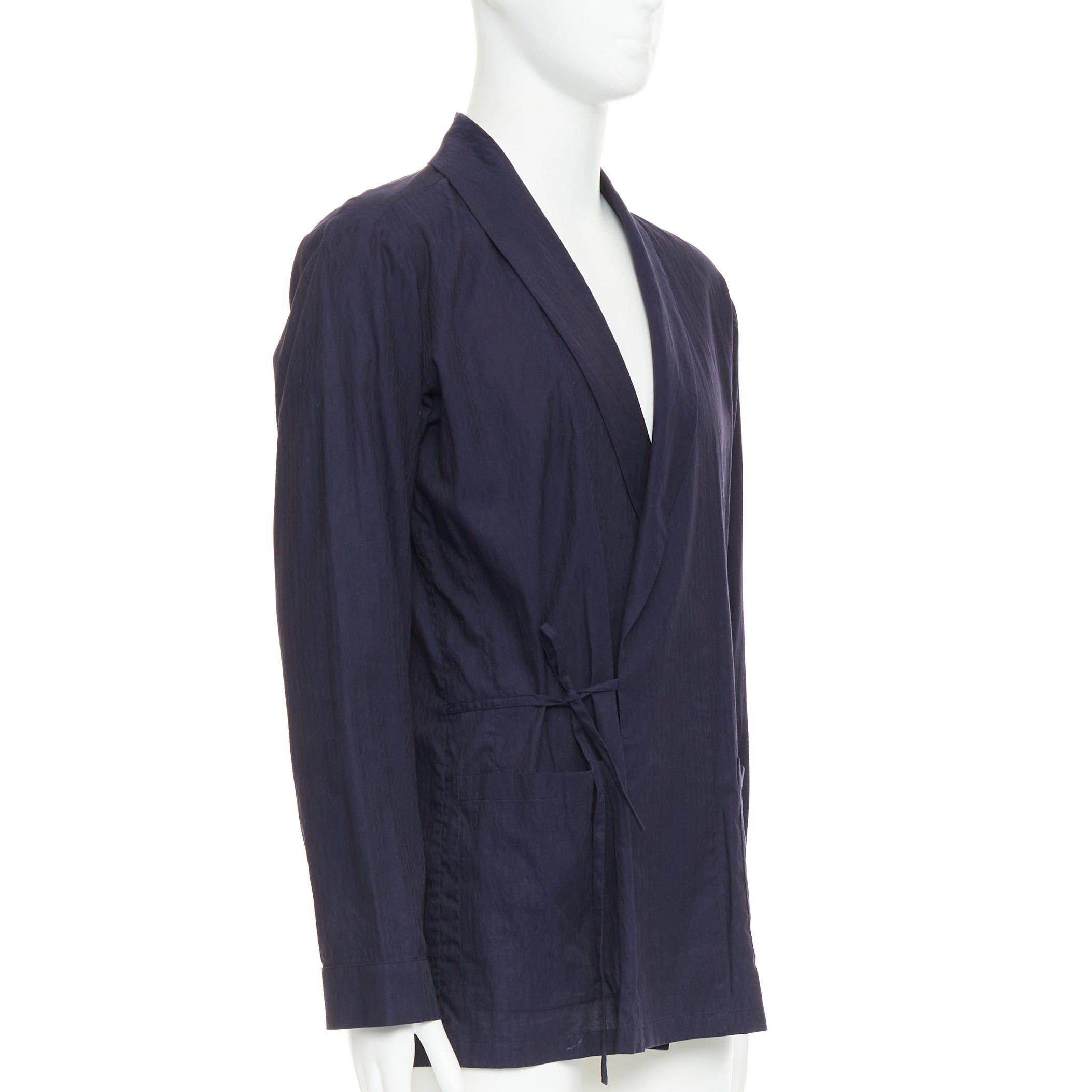 Dries Van Noten DRIES VAN NOTEN navy subtle printed cotton collared kimono overshirt IT44 XS Size US XS / EU 42 / 0 - 3 Thumbnail