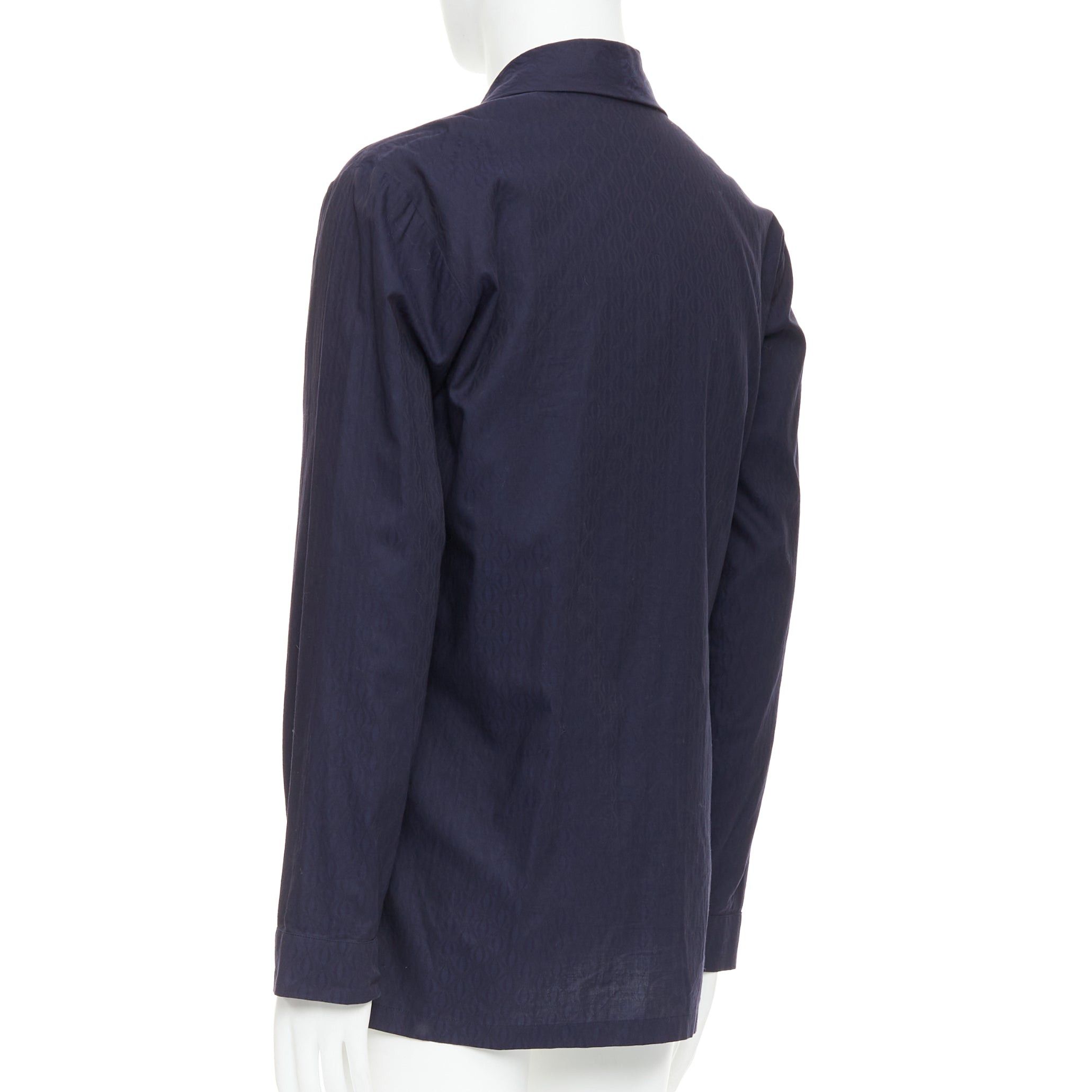 Dries Van Noten DRIES VAN NOTEN navy subtle printed cotton collared kimono overshirt IT44 XS Size US XS / EU 42 / 0 - 6 Thumbnail